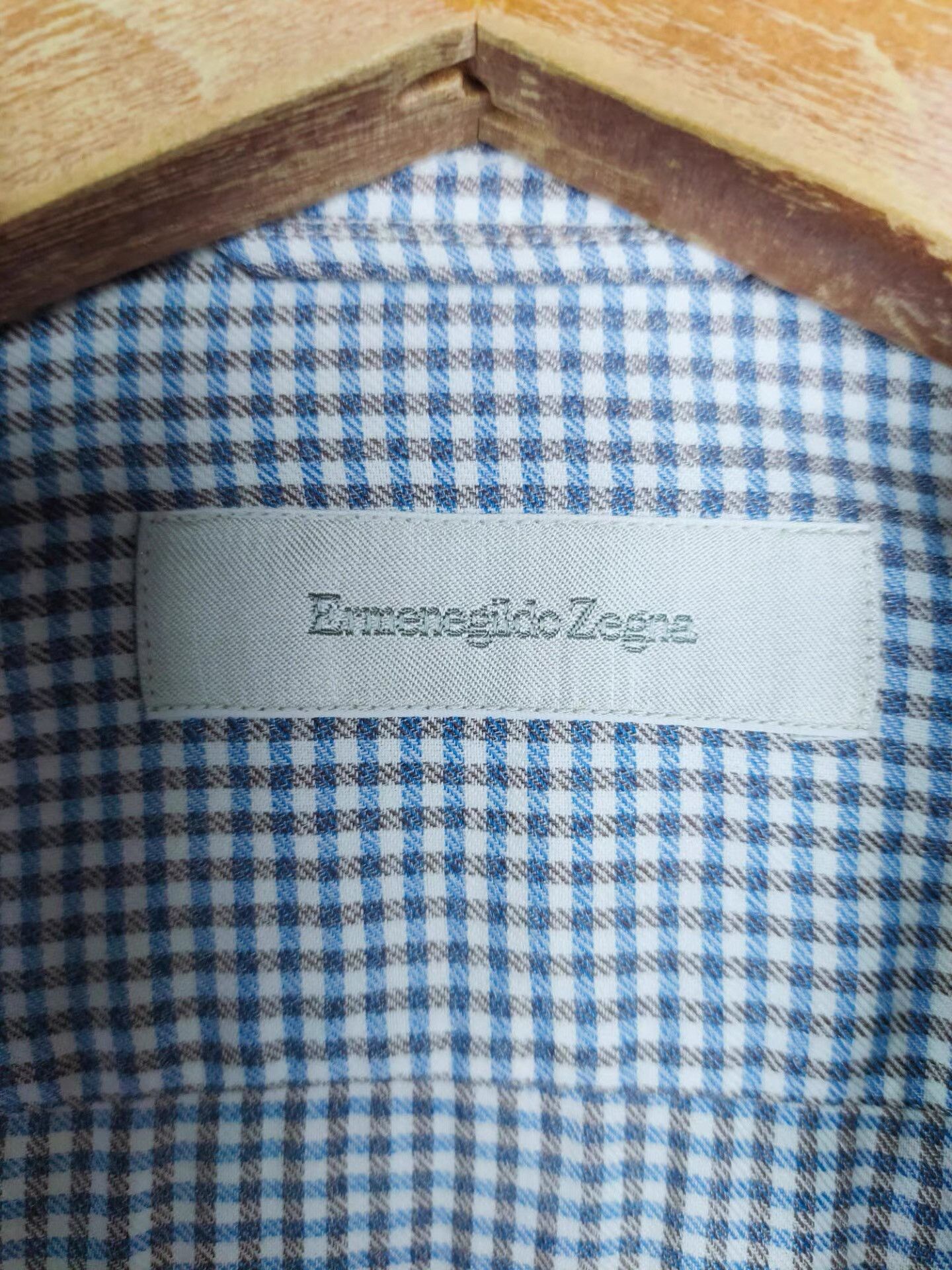 Ermenegildo Zegna Ermenegildo Zegna Men's Plaid Long Sleeve Shirt K29 Size US XS / EU 42 / 0 - 3 Thumbnail
