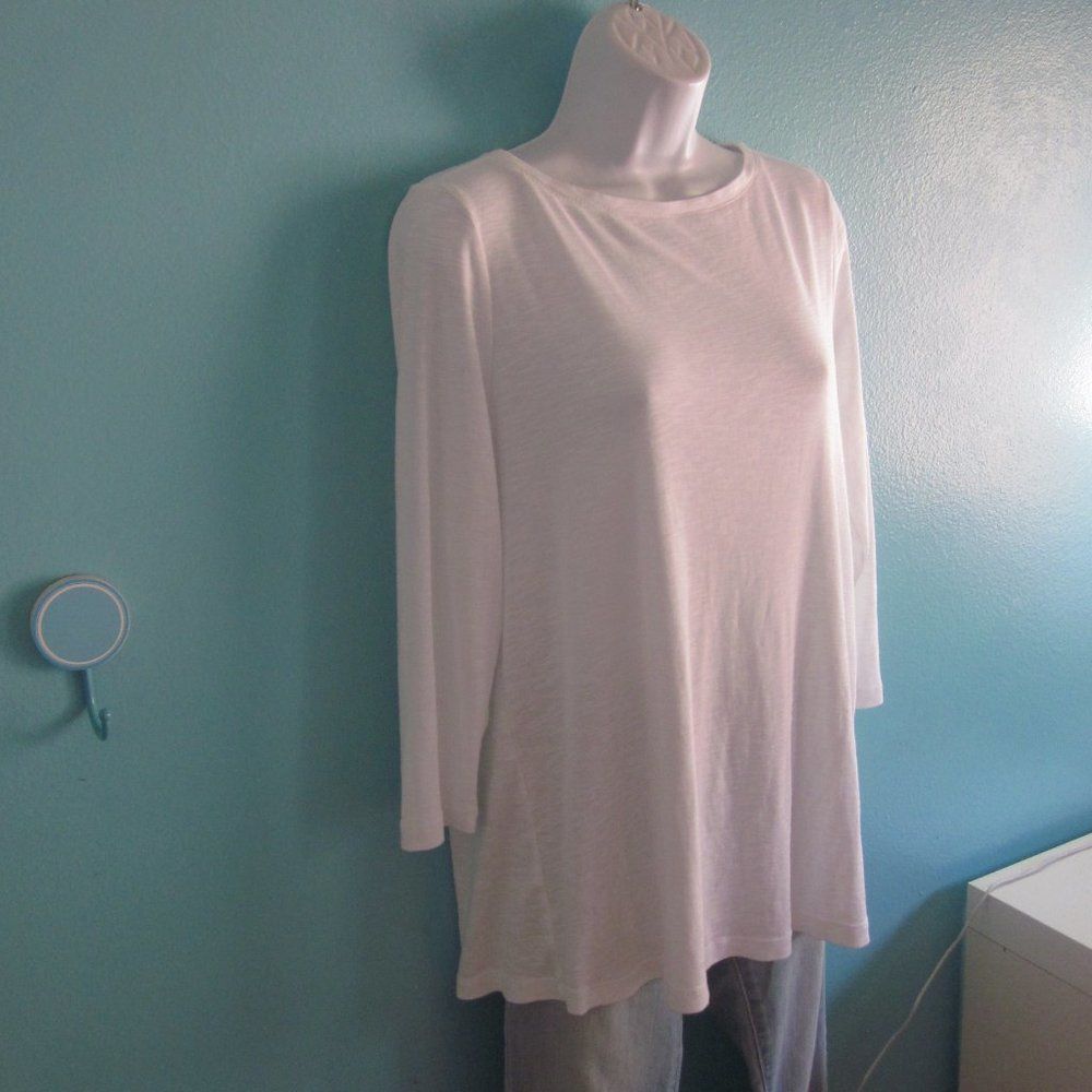 Eileen Fisher J. Jill Pima White Cotton Buttoned Back Tee Sz M Size M / US 6-8 / IT 42-44 - 6 Thumbnail