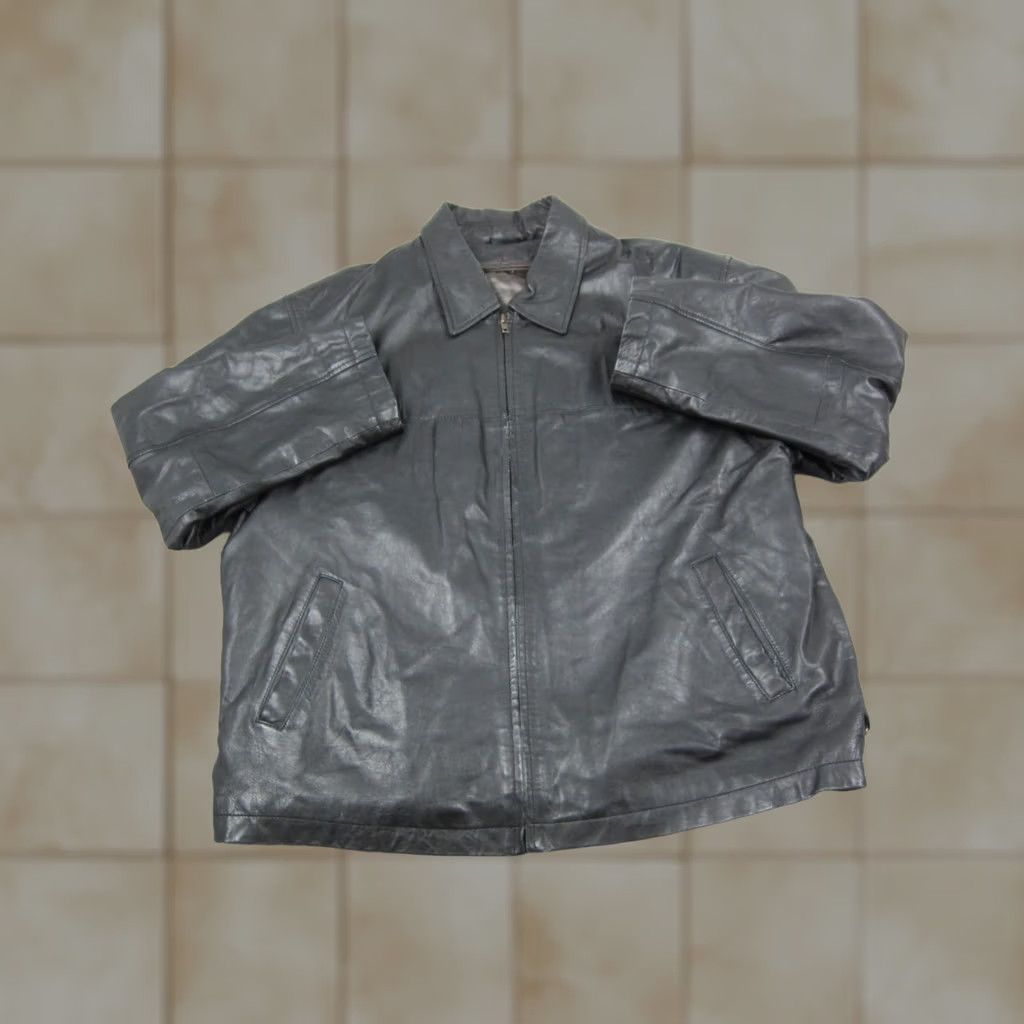 Vintage VINTAGE Leather Jacket Mens XL Black Bomber Full Zip 90S Motorcycle Motorcycle 80s Biker Western Distinctive Zipper Regular Men Size US XL / EU 56 / 4 - 1 Thumbnail