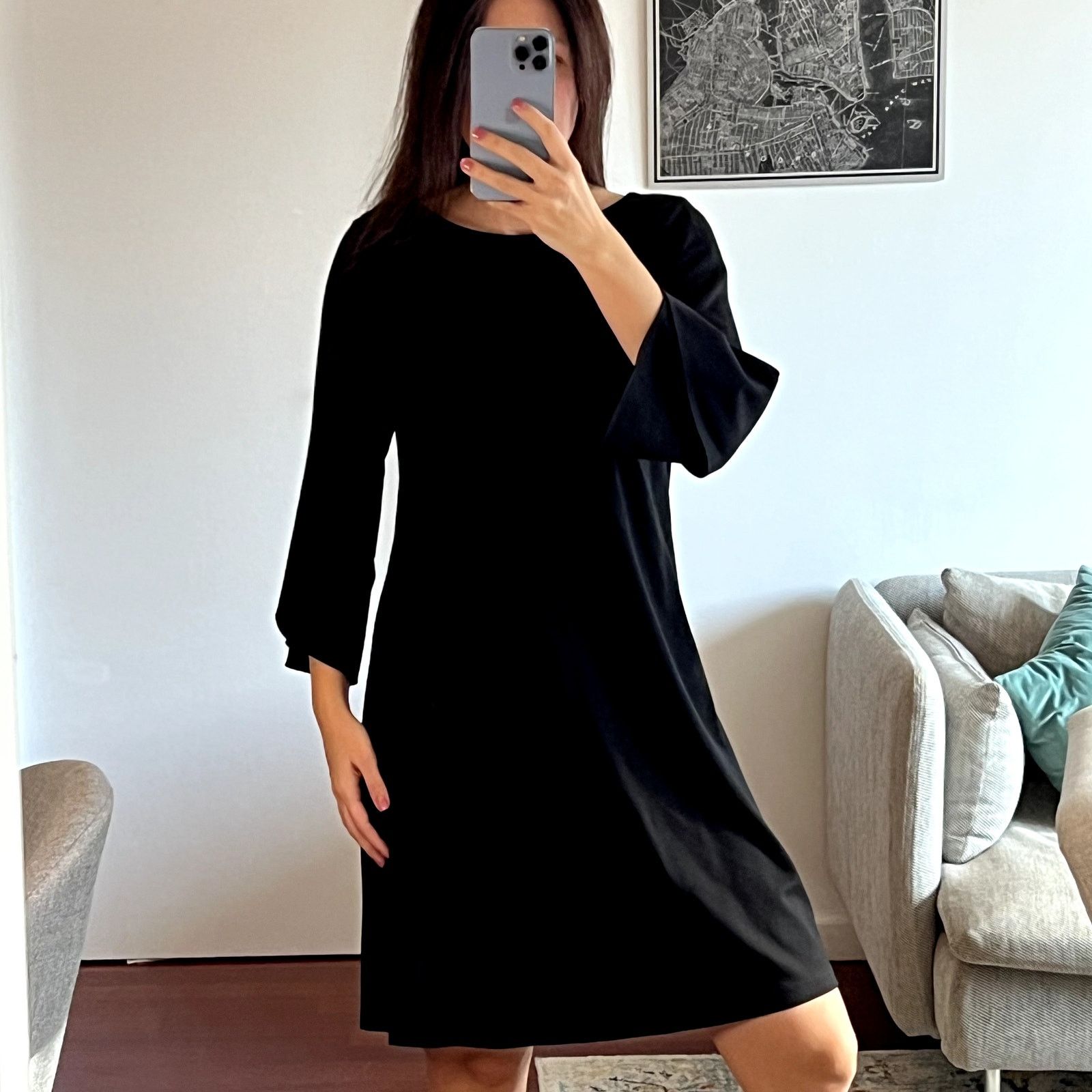 Lafayette 148 Lafayette 148 New York Layered Sleeve Shift Black Mini Dress Size S / US 4 / IT 40 - 1 Thumbnail