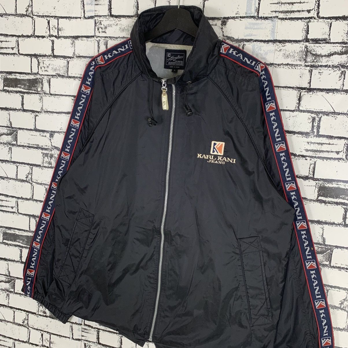 Designer × Karl Kani × Vintage Vintage intage Karl Kani Jeans Light Zip Up Jacket Big Logo Size US L / EU 52-54 / 3 - 3 Thumbnail