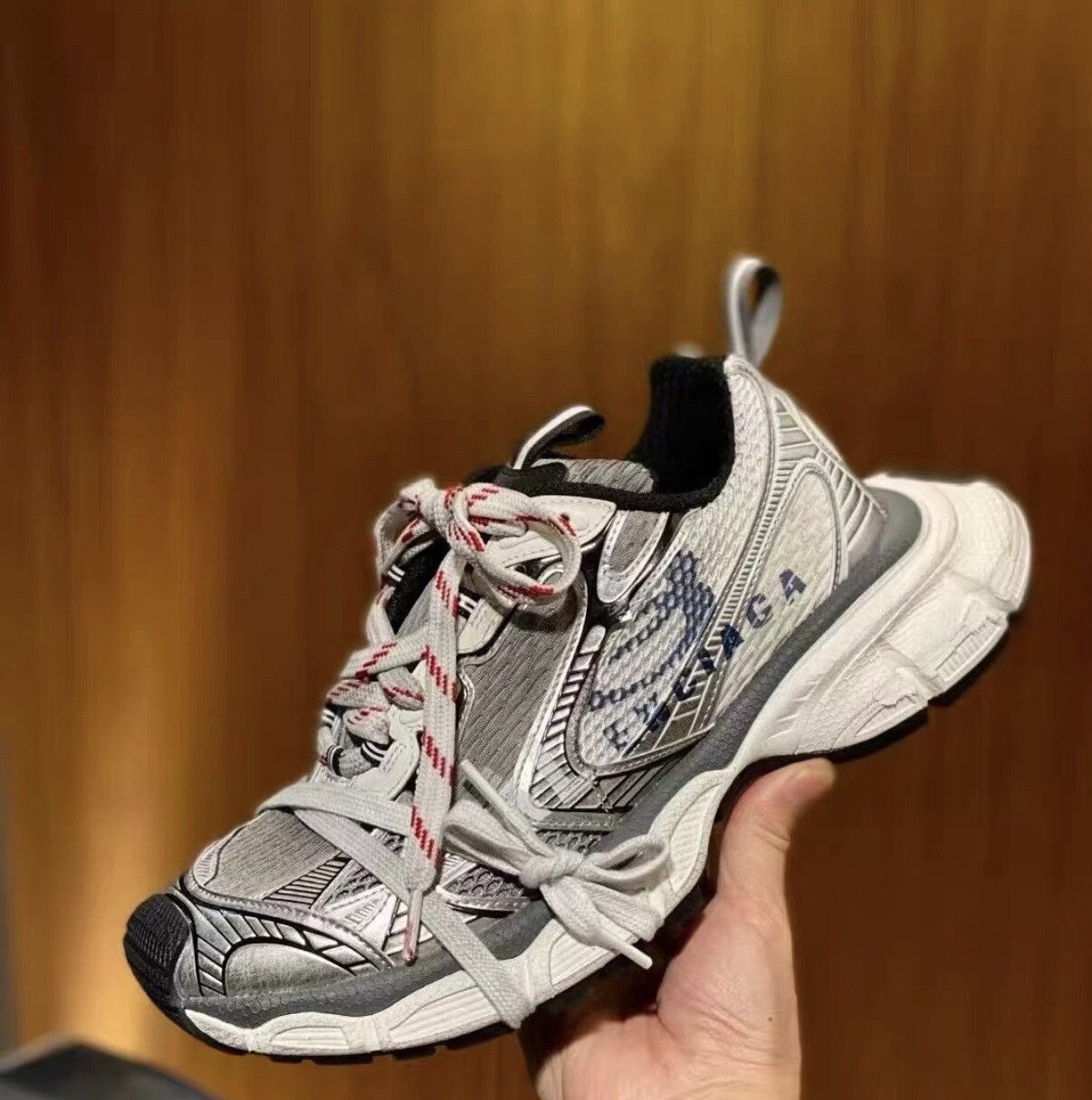 Balenciaga Balenciaga Vintage Patchwork Sneakers, Silver Grey Size US 7 / EU 40 - 6 Thumbnail