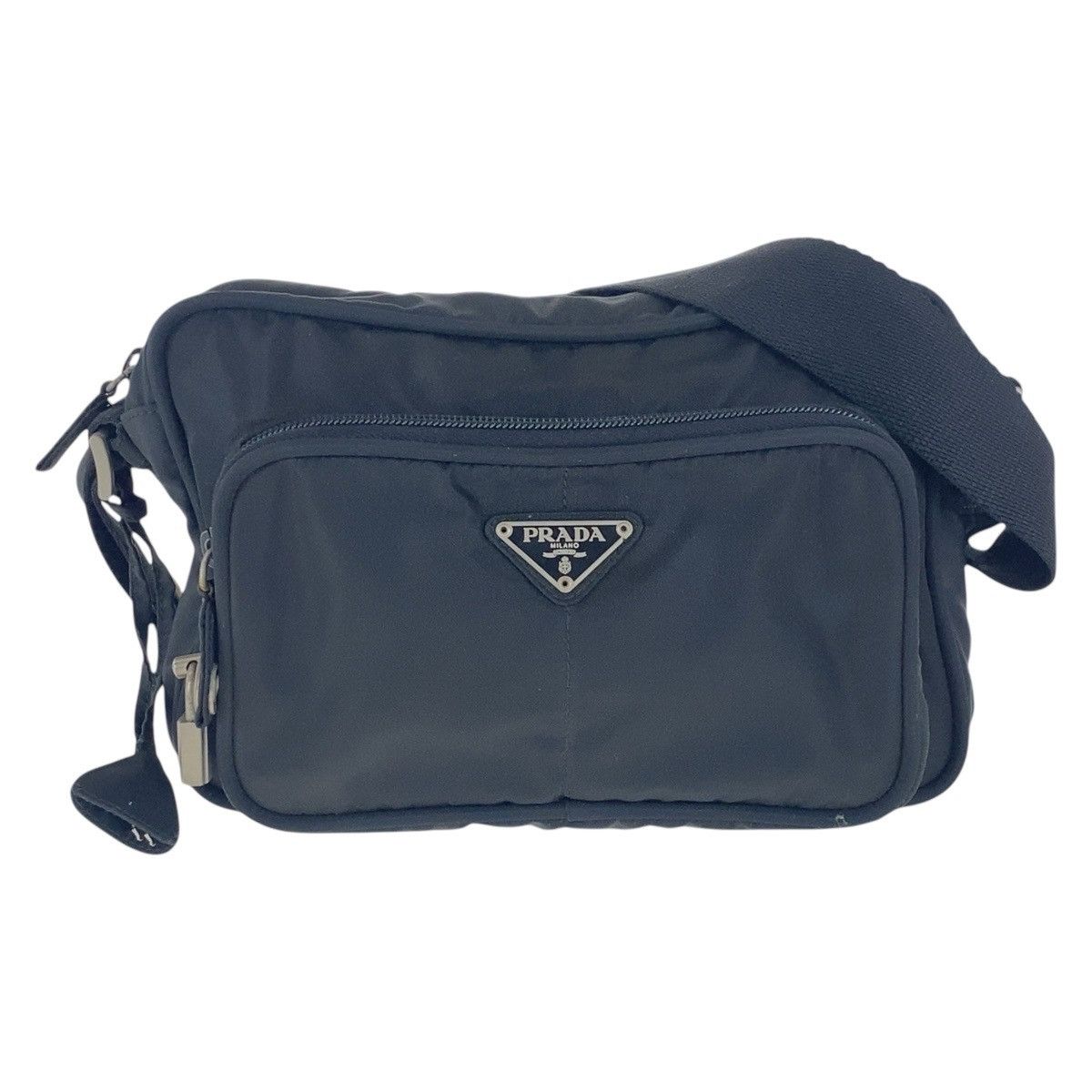 Prada Prada Tessuto Triangle Logo Plate Nylon Shoulder Bag B7558 Others Crossbody Bag B7558 in Black, Women's