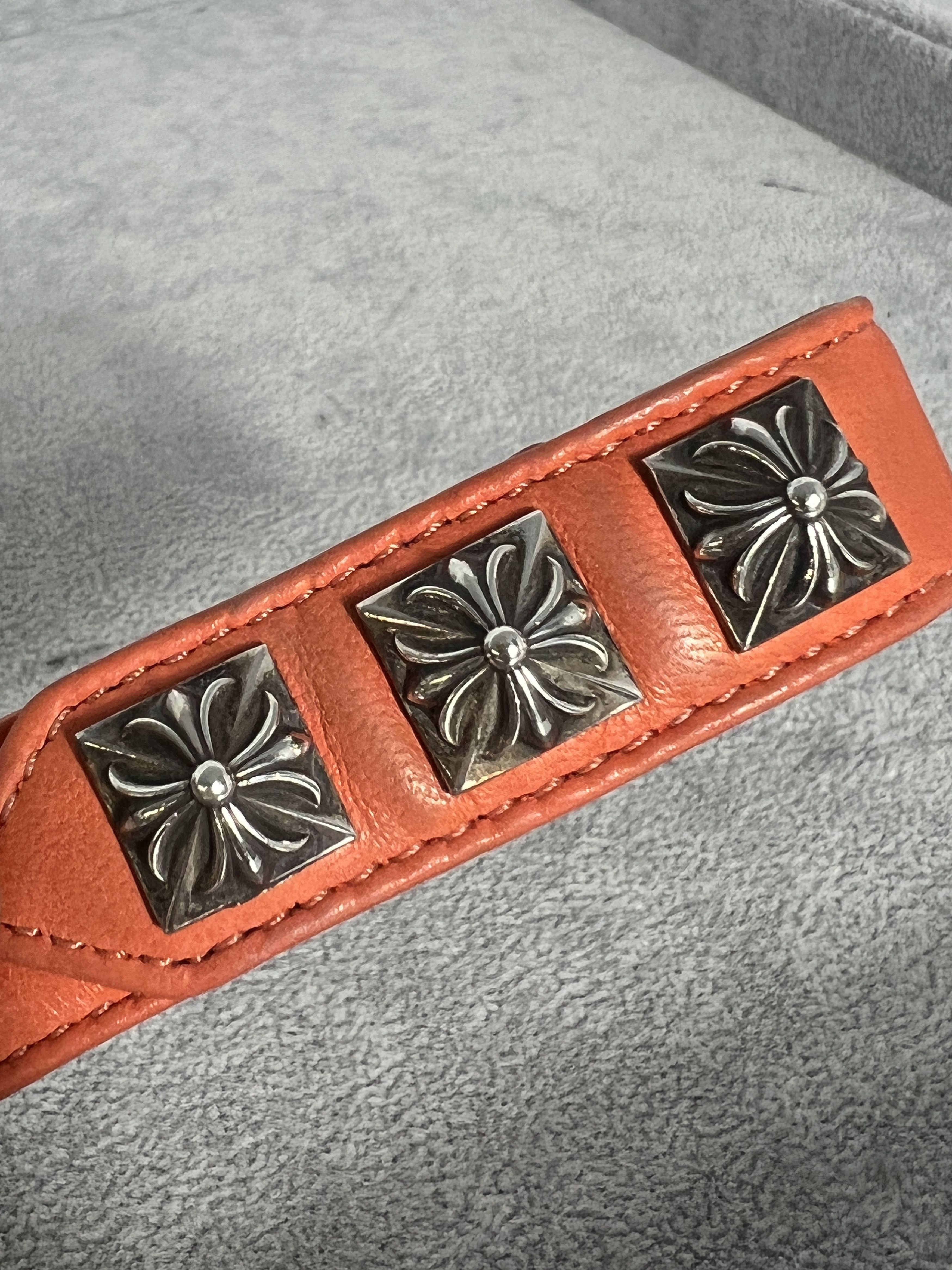 Chrome Hearts Chrome Hearts Orange Leather Bracelet Floral Stud 925 Size ONE SIZE - 2 Thumbnail
