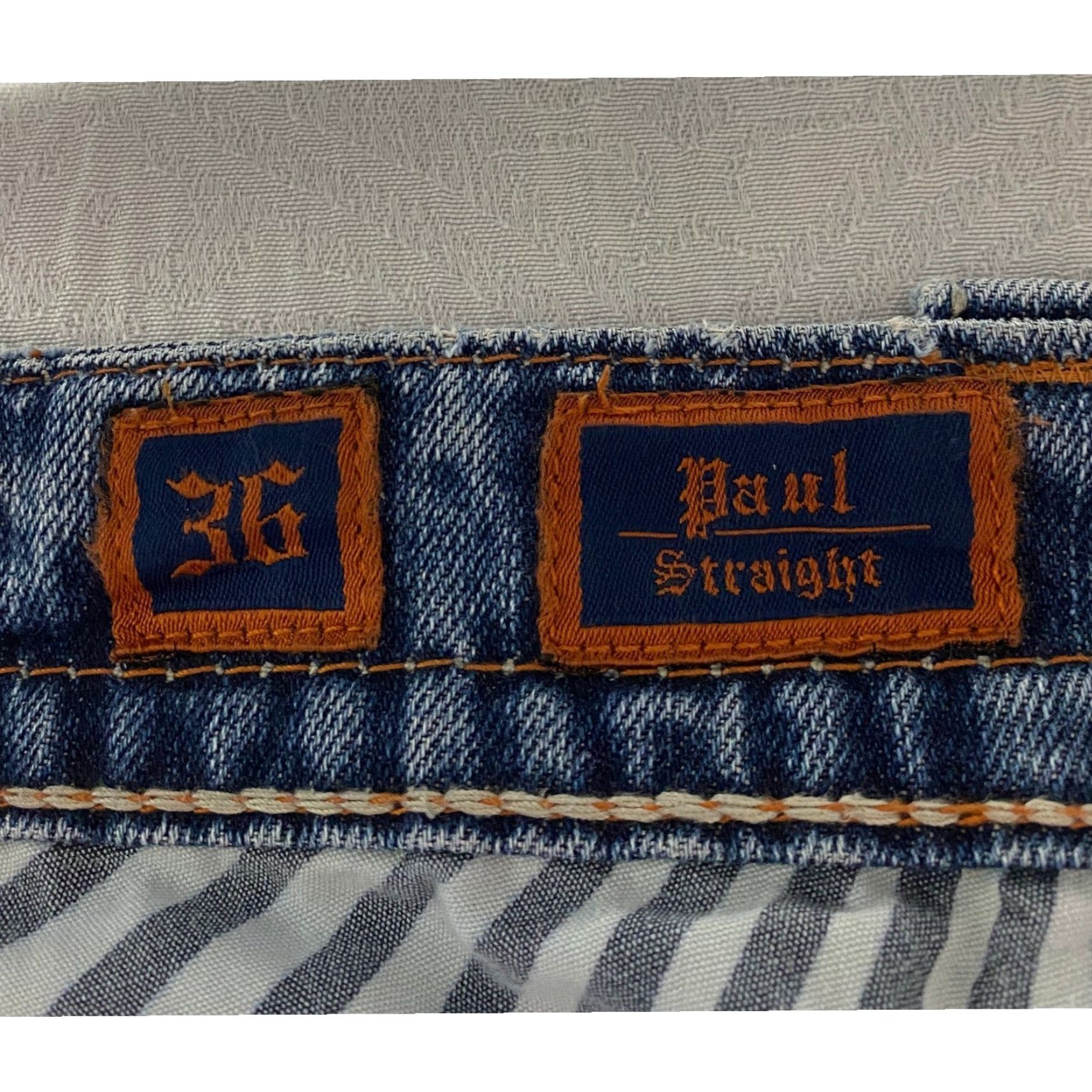 Vintage Rock Revival Jeans Mens 36x30 Distressed Embroidered Denim Cropped Raw Hem Paul Straight Straight Jeans Mens Blue 5-Pocket Design Logo Size US 36 / EU 52 - 6 Thumbnail