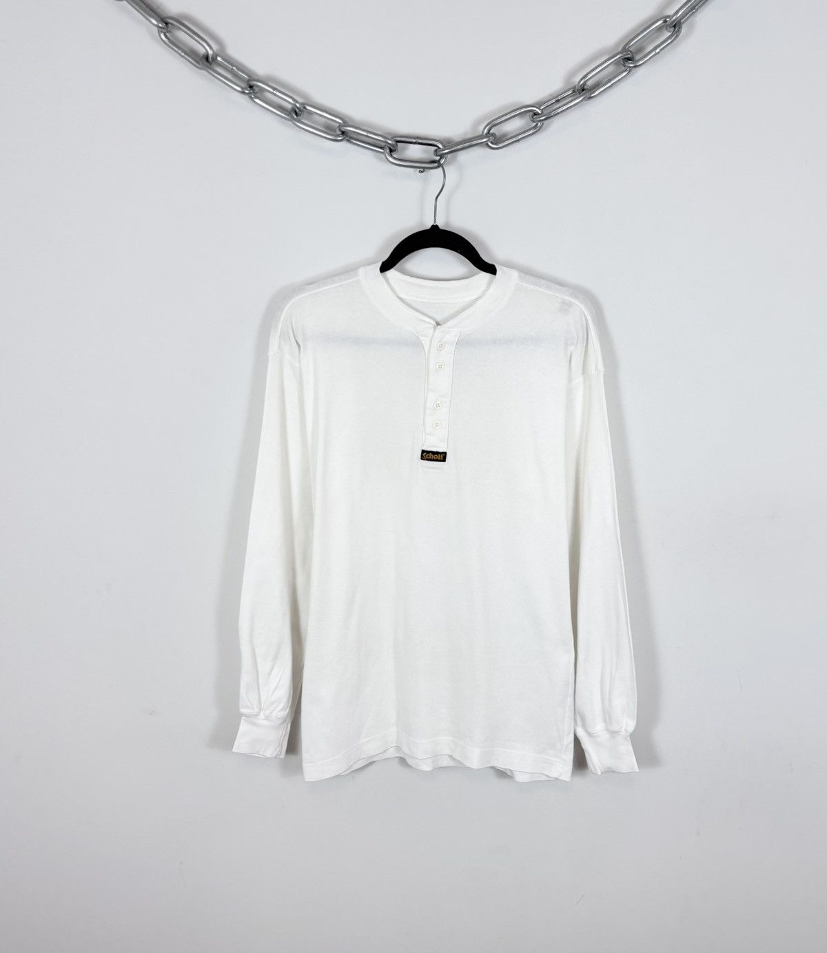 Schott Vintage Schott NYC Men’s White Long Sleeve Henley T-Shirt Size US M / EU 48-50 / 2 - 1 Thumbnail