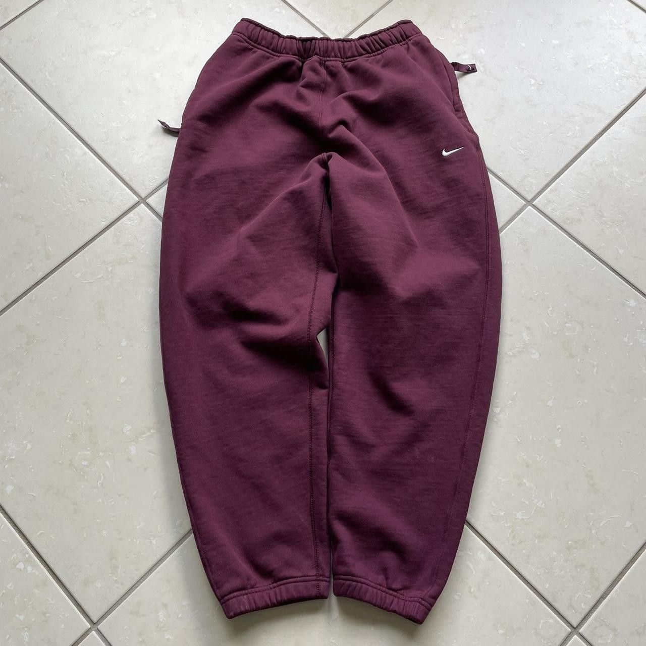 Nike × Vintage Retro Y2K Nike Baggy Wide Leg Maroon Parachute Sweatpants Size US 34 / EU 50 - 1 Thumbnail