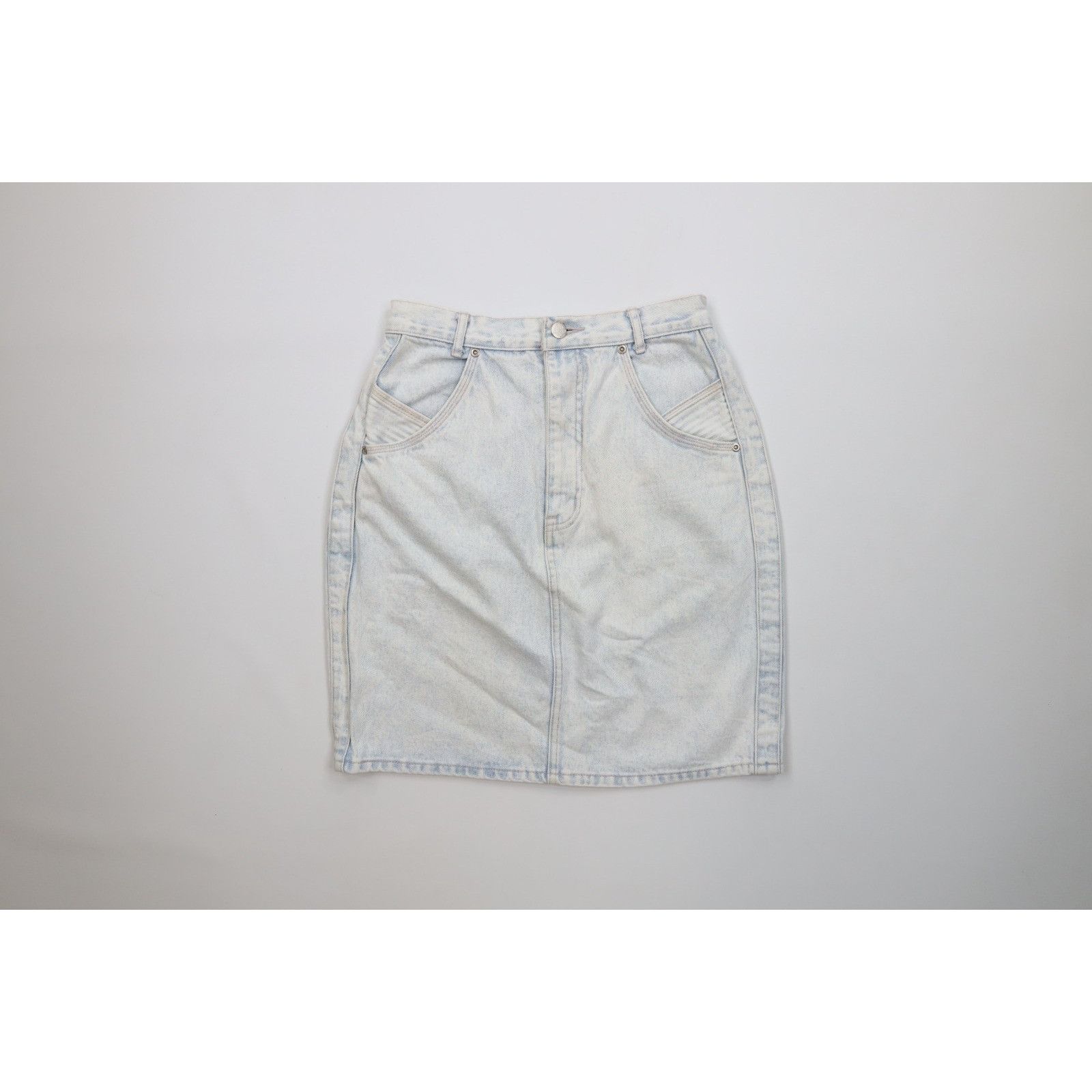 Vintage Vintage 90s Streetwear Faded Acid Wash Denim Jean Skirt Size 28" / US 6 / IT 42 - 1 Thumbnail