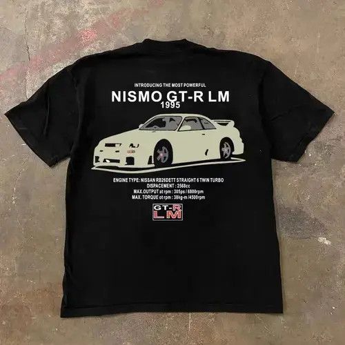 Black retro car print loose tee