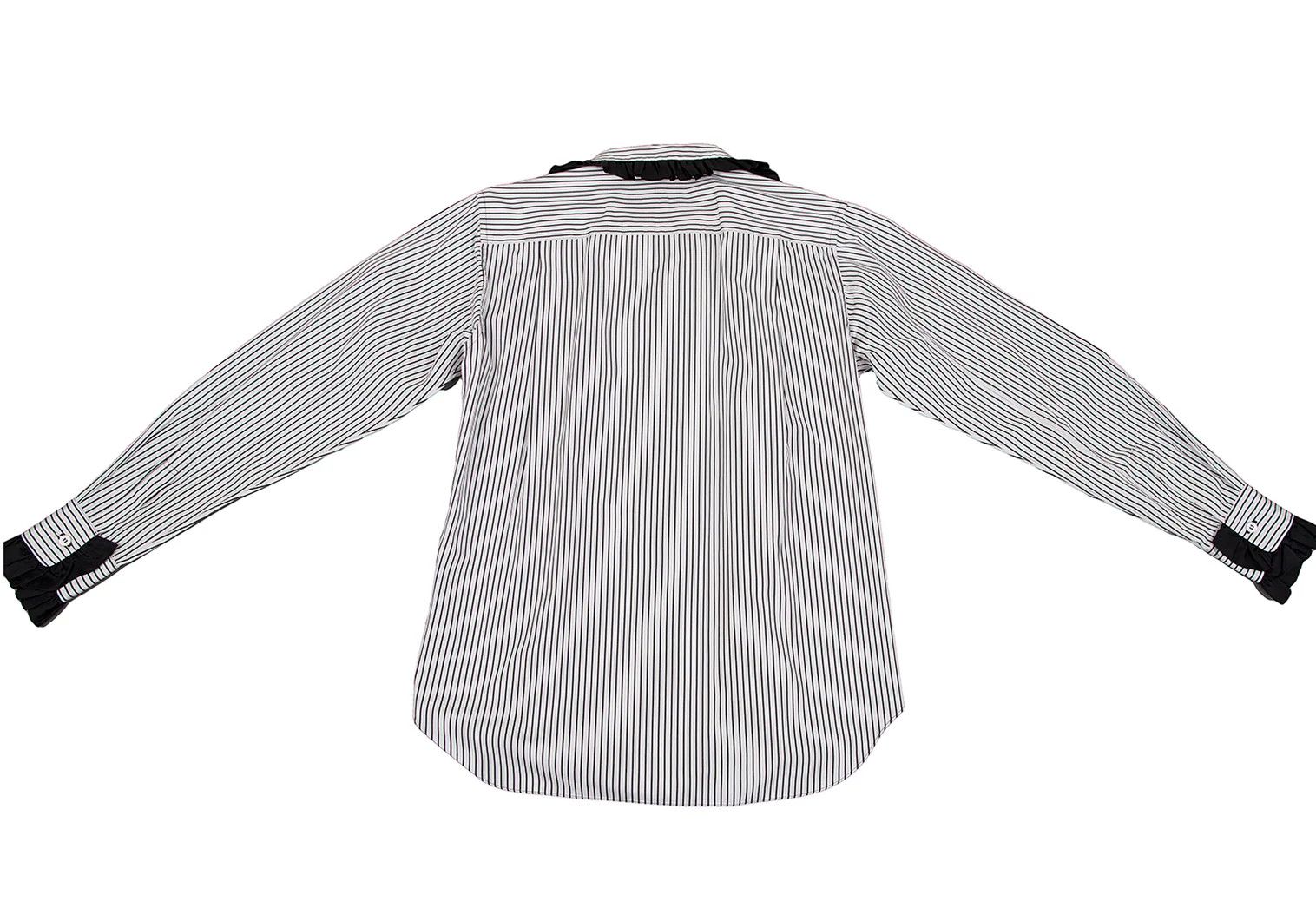 Comme des Garcons Homme Plus Striped Frill Decor Shirt in Black and White, Size XS Size US XS / EU 42 / 0 - 13 Thumbnail
