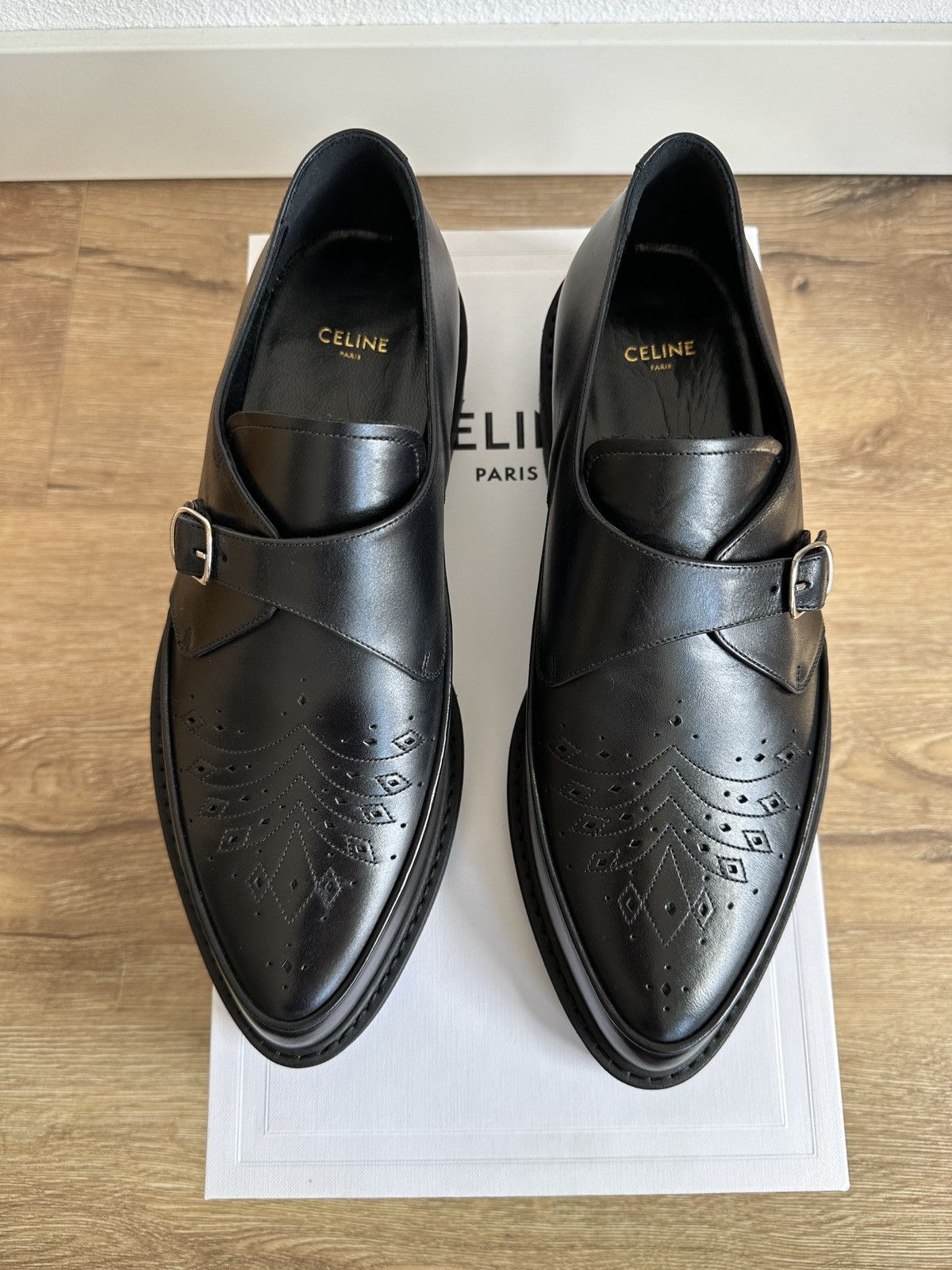 Celine × Hedi Slimane Celine Creepers buckle derby leather black Size US 8 / EU 41 - 2 Thumbnail