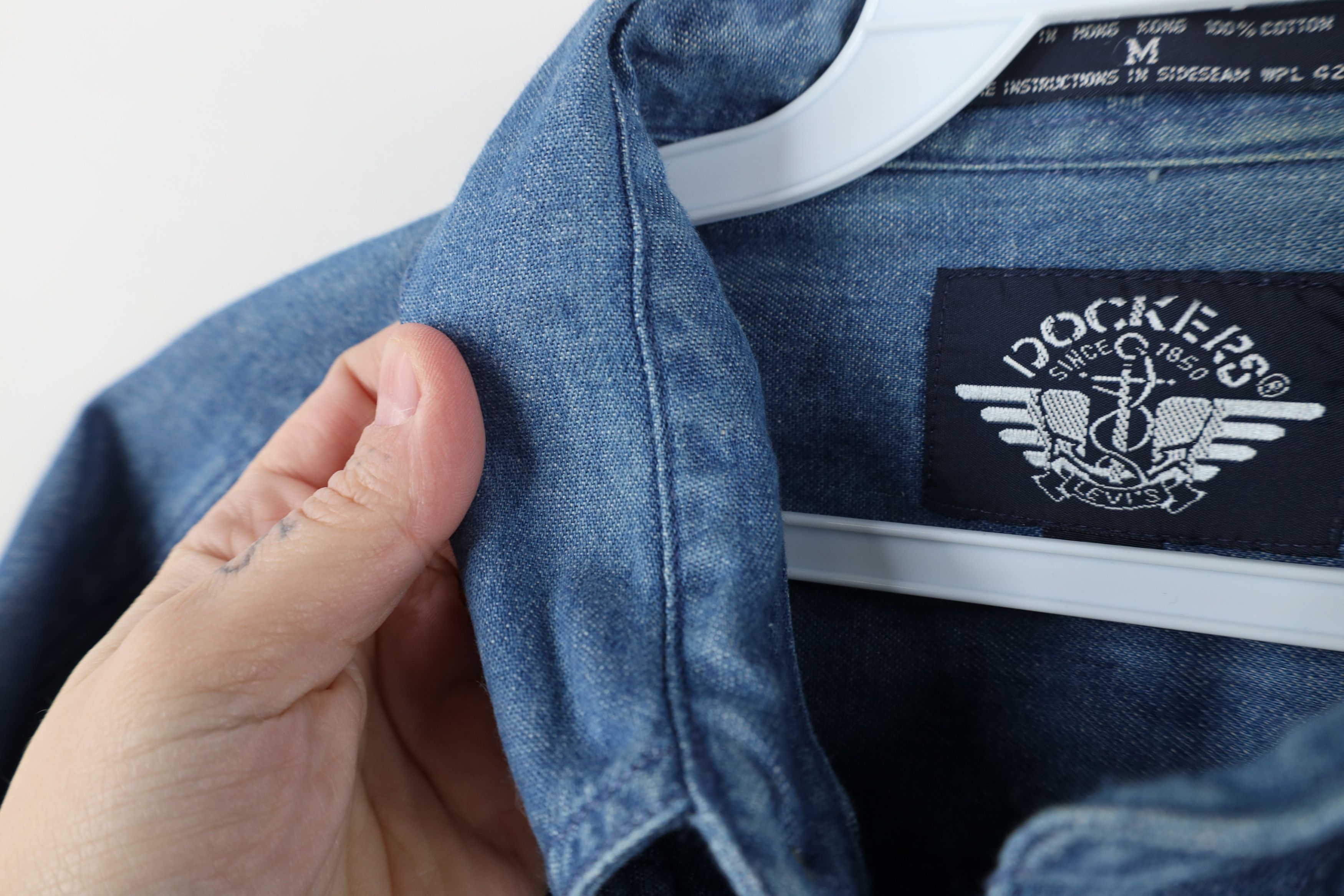 Vintage Vintage 90s Streetwear Fit Denim Jean Button Down Shirt Size US M / EU 48-50 / 2 - 9 Thumbnail