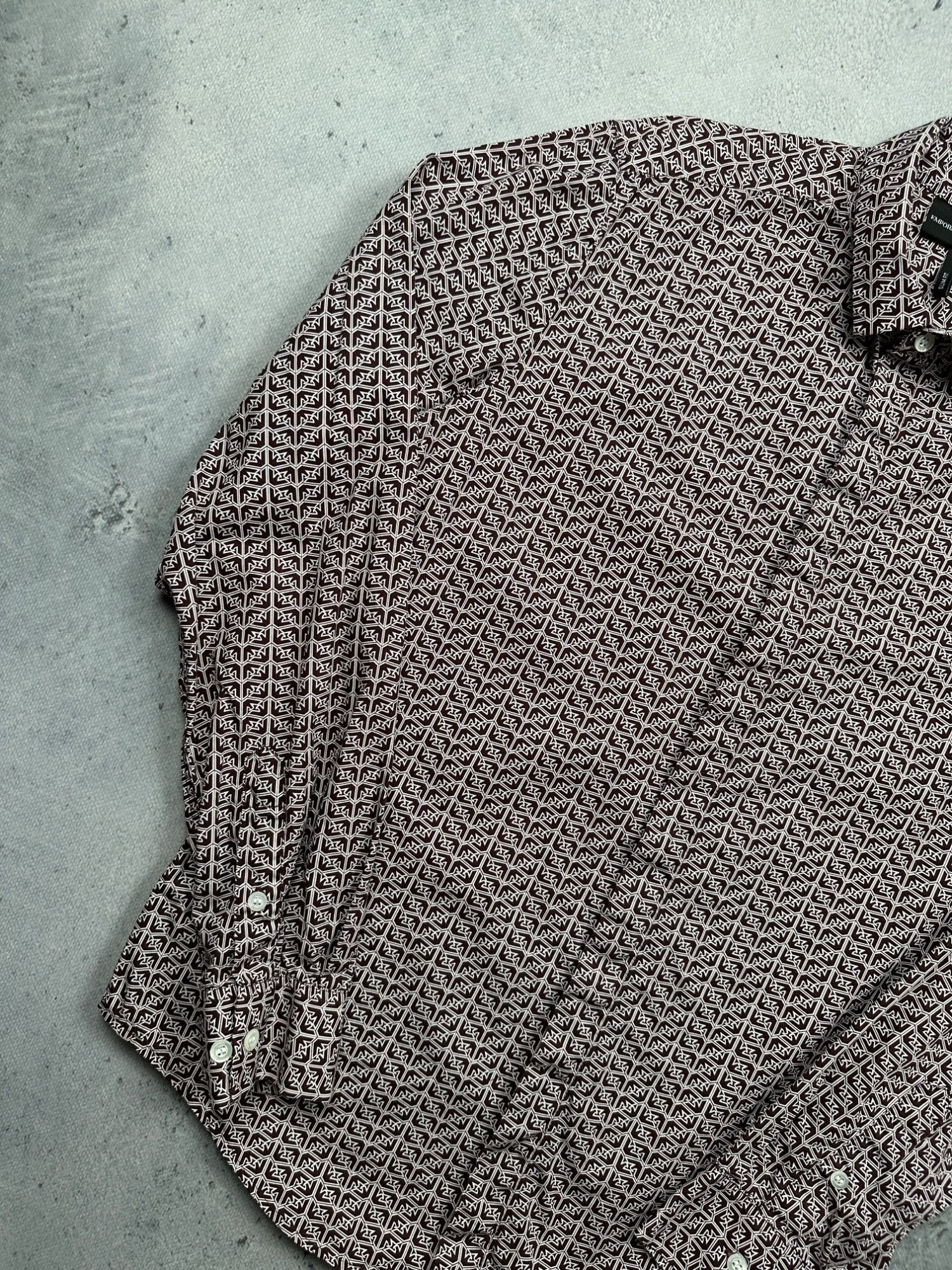 Armani Emporio Armani Slim Fit Button-Up Luxury Monogram Shirt Size US M / EU 48-50 / 2 - 3 Thumbnail