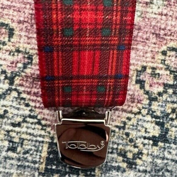 Other Tobby Red Plaid Pattern Suspenders Braces Austrian Size ONE SIZE - 4 Thumbnail