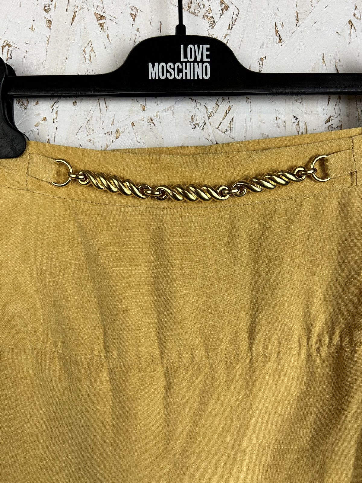 Celine 90s Vintage Celine Paris Linen Metal Chain Skirt Size 38 Size 26" / US 2 / IT 38 - 4 Thumbnail