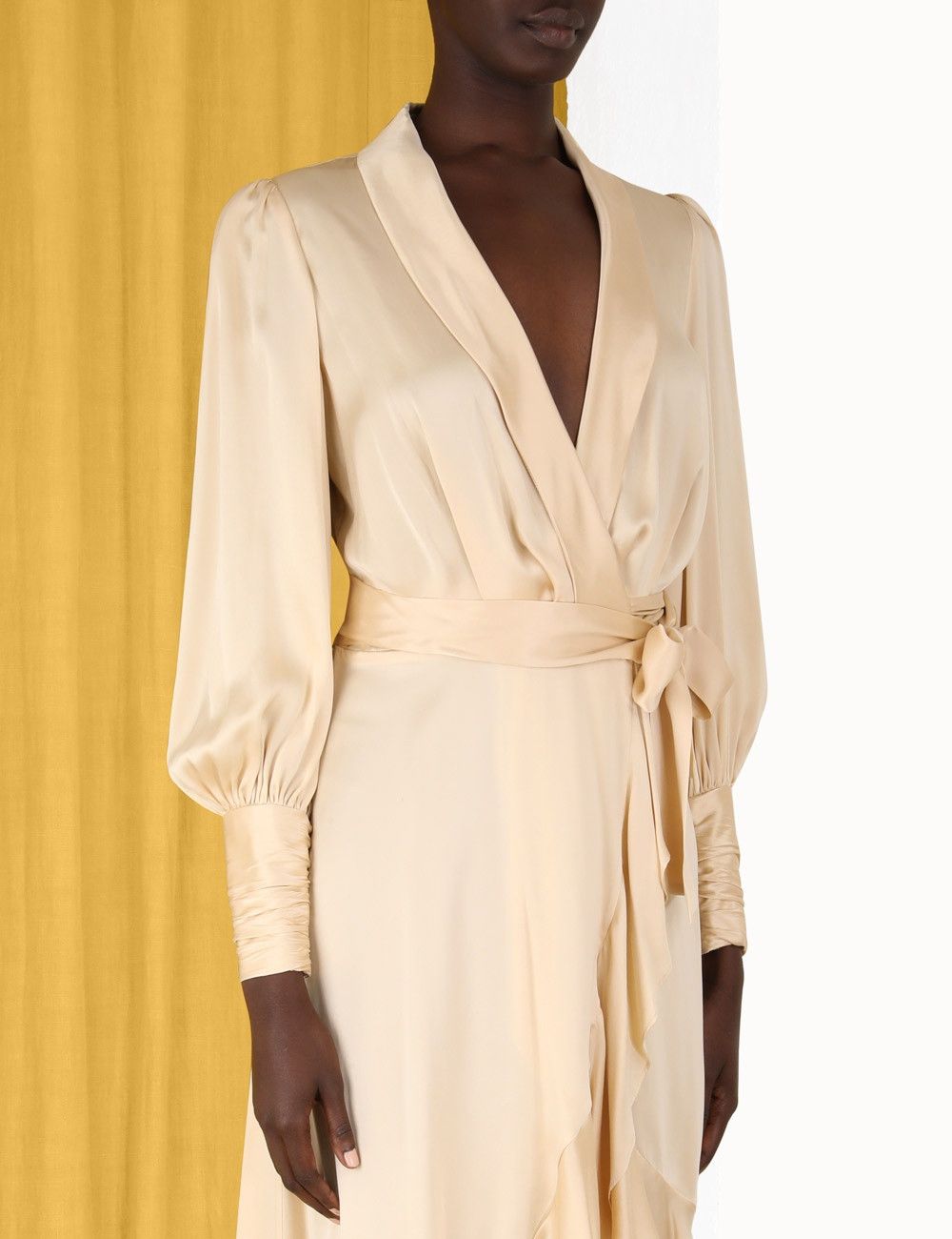 Zimmermann oc11z0425 Silk Wrap Midi Dress in Beige Size XL / US 12-14 / IT 48-50 - 5 Thumbnail