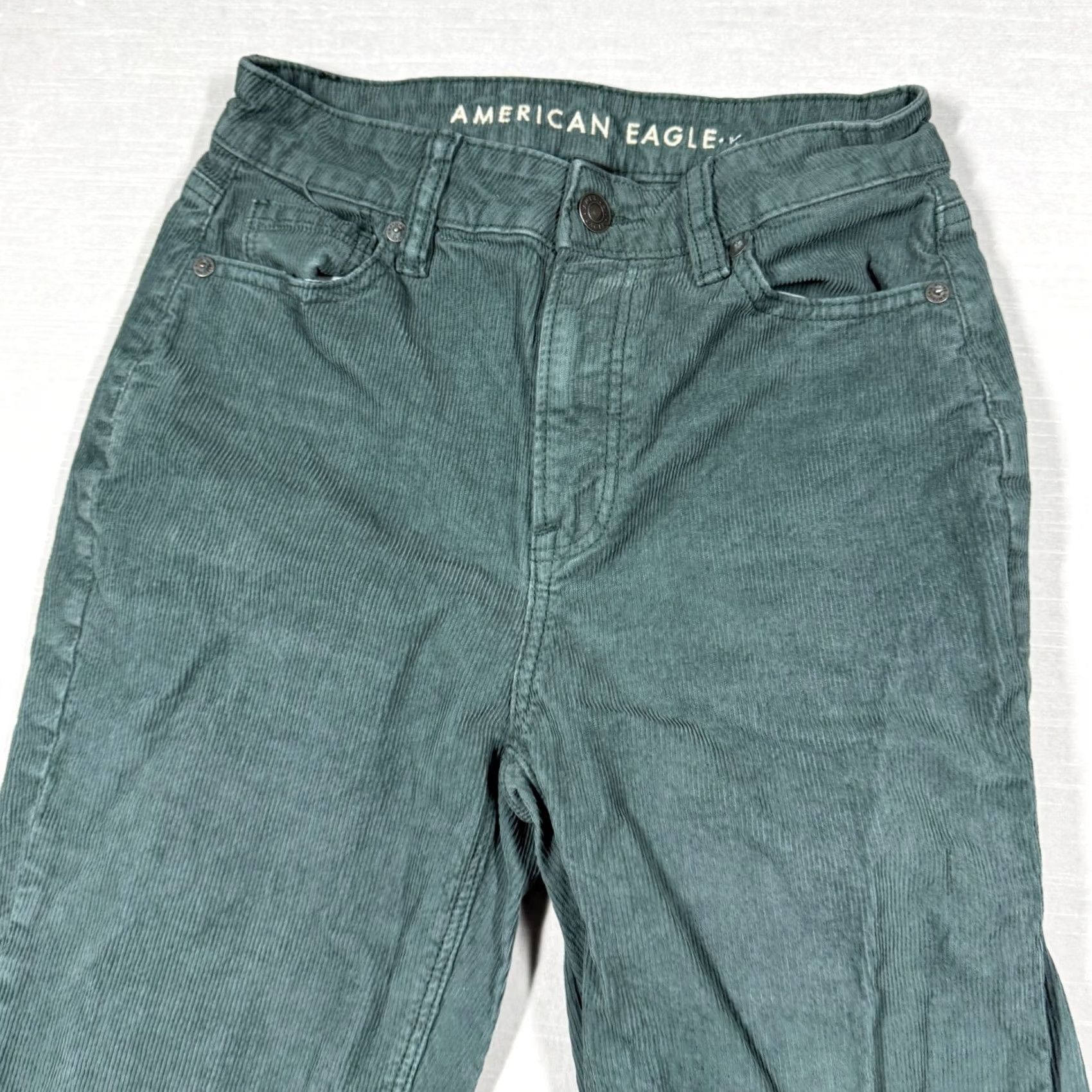 American Eagle Outfitters American Eagle Pants Womens Green Corduroy Skinny Ankle Stretch Y2K Casual 0 Size 25" / US 0 / IT 36 - 2 Thumbnail