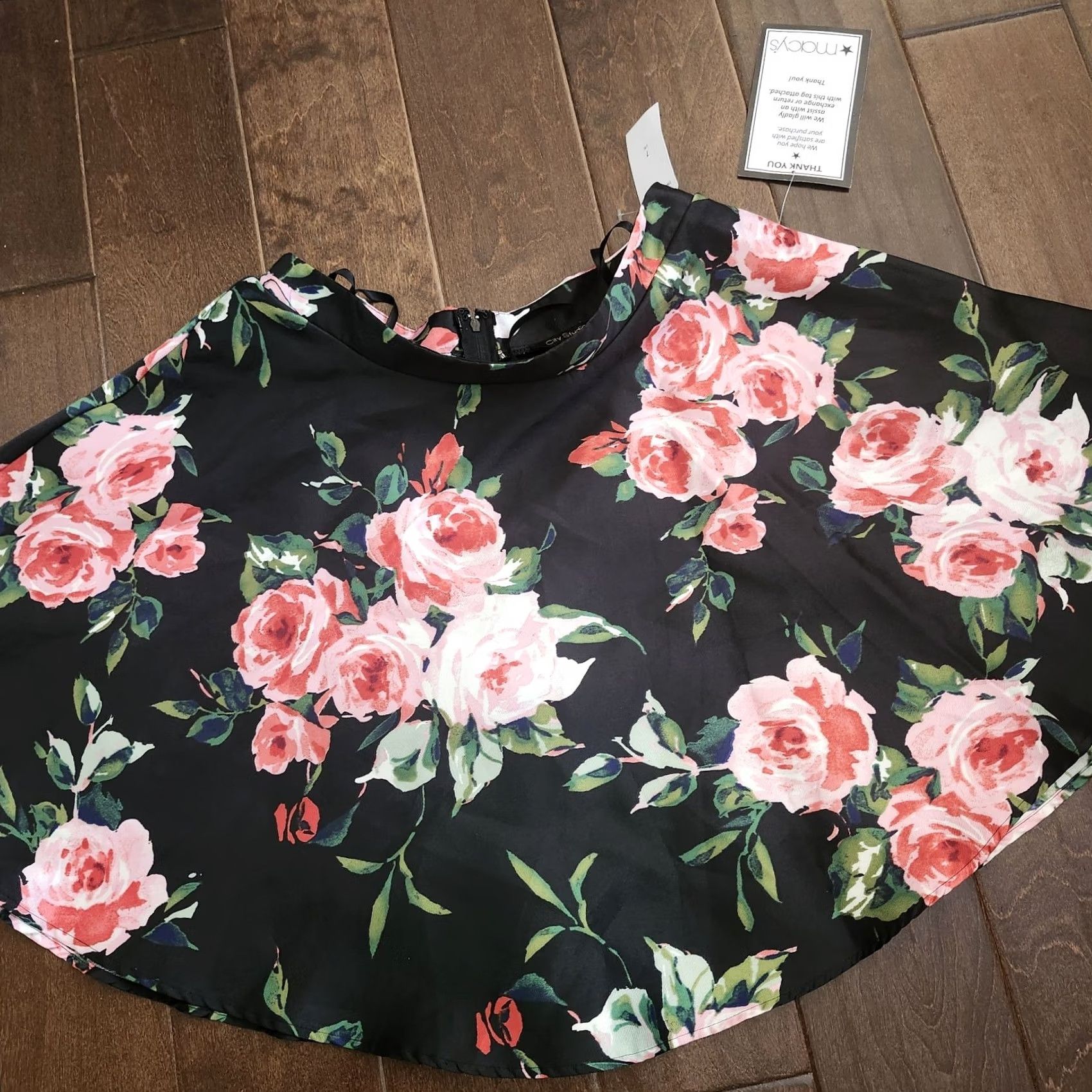 Vintage VINTAGE? City Studio ROSE Black Rose Floral Party Dress Skirt - Size 7 Size 28" / US 6 / IT 42 - 4 Thumbnail