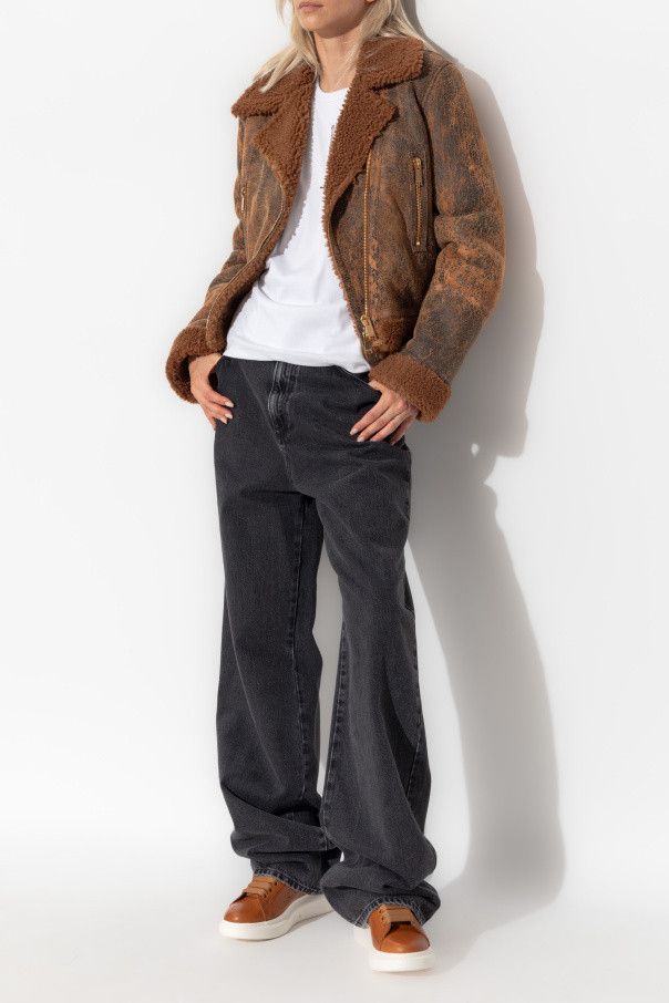 Alexander McQueen o1srvl11e0326 Shearling Aviator Jacket in Brown Size M / US 6-8 / IT 42-44 - 2 Thumbnail
