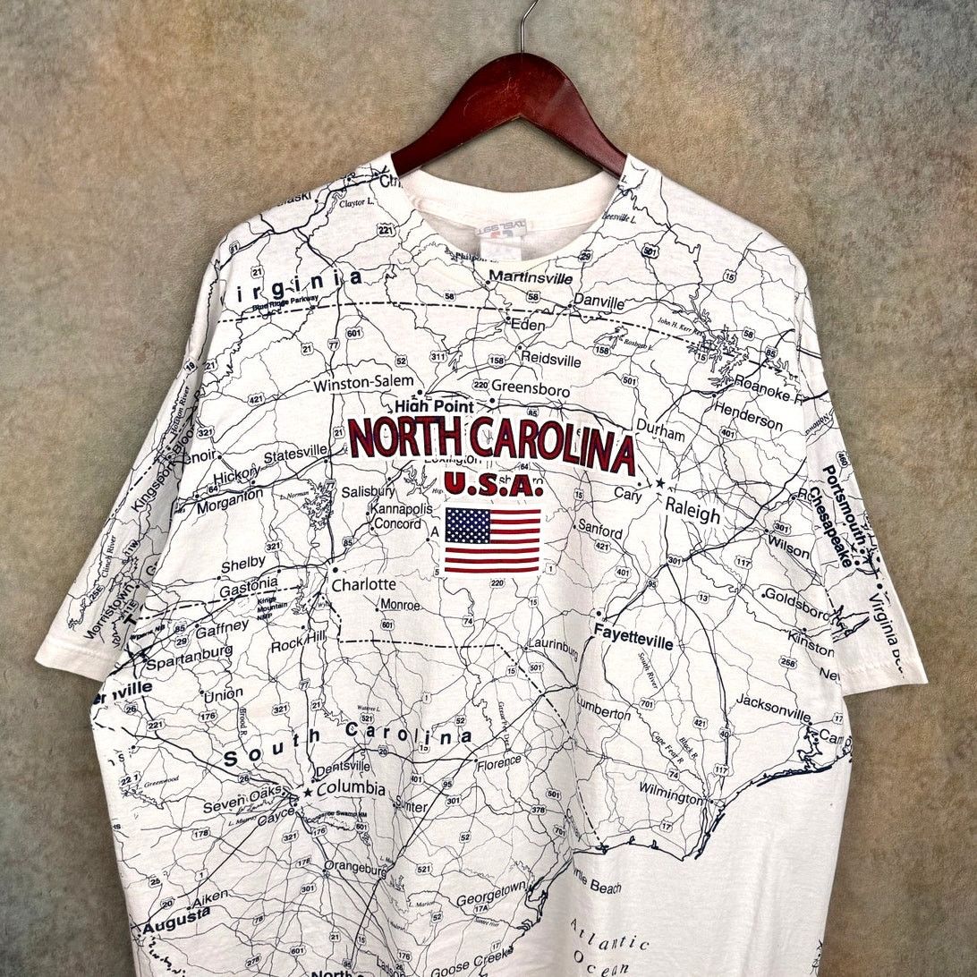 Vintage VTG 90s North Carolina Map AOP T Shirt XXL Size US XXL / EU 58 / 5 - 2 Thumbnail