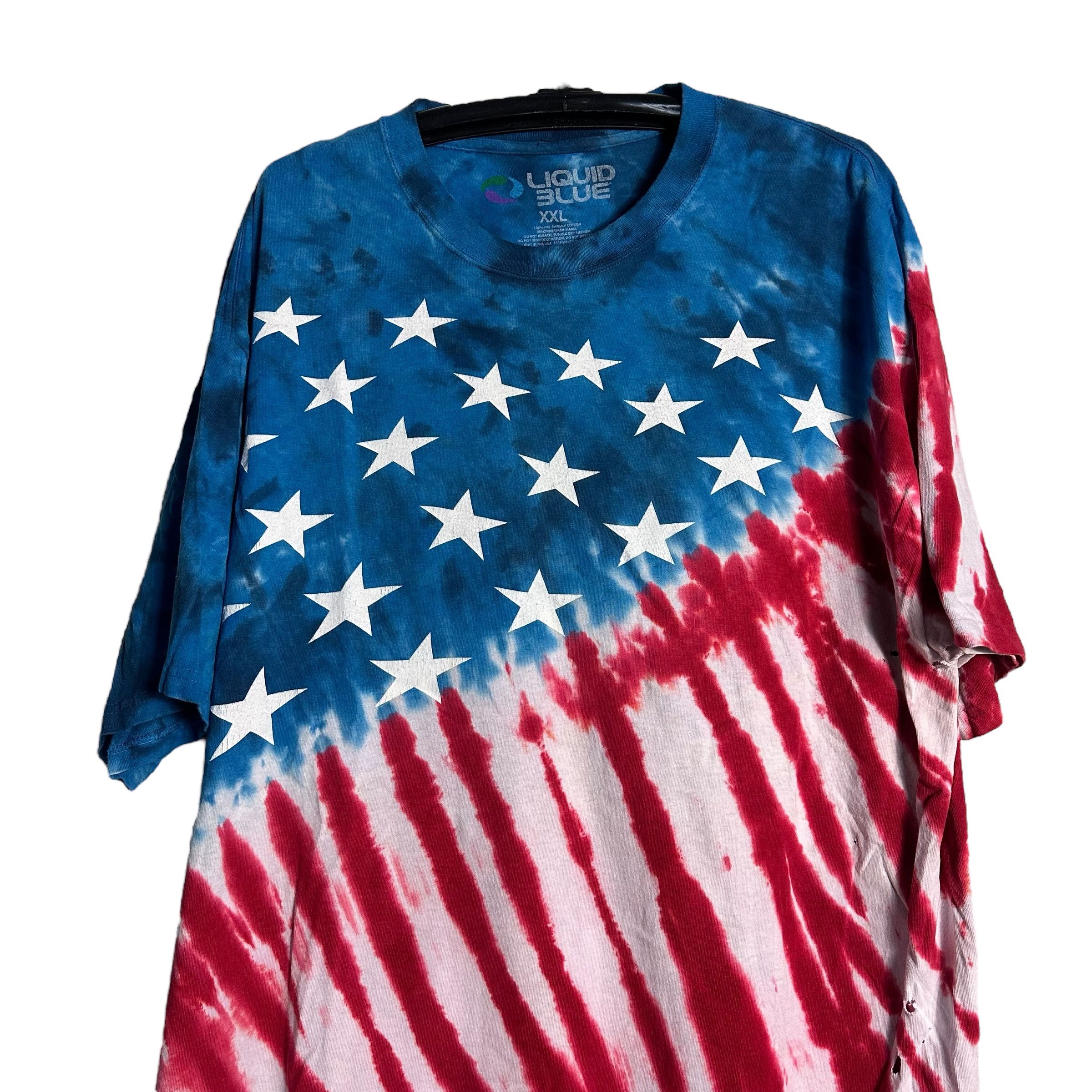 Liquid Blue 🔥RARE🔥Vintage Liquid Blue USA Flag Tie Dye T-shirt Size US XXL / EU 58 / 5 - 2 Thumbnail