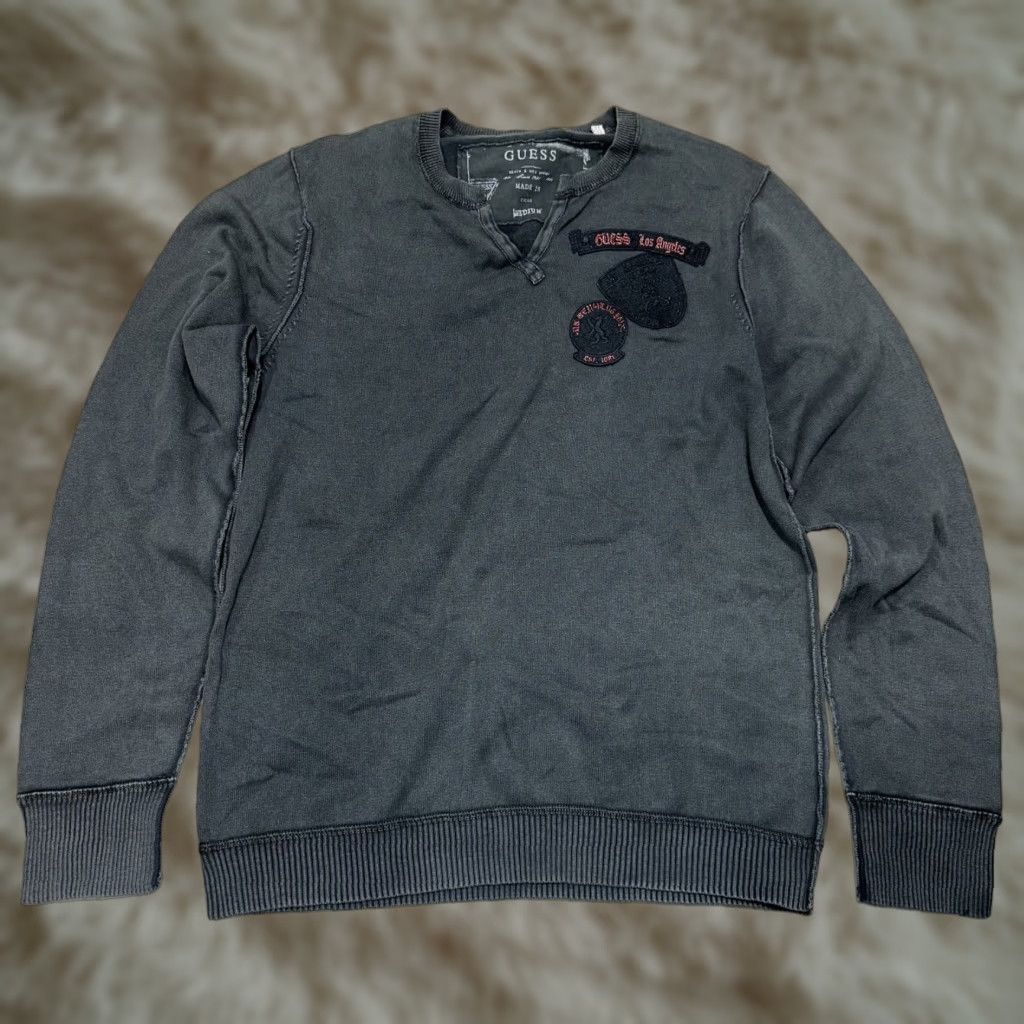 Guess VINTAGE Guess Gray Sweatshirt Pullover Long Sleeve Cotton Logo Patches Sz M Womens Size M / US 6-8 / IT 42-44 - 1 Thumbnail