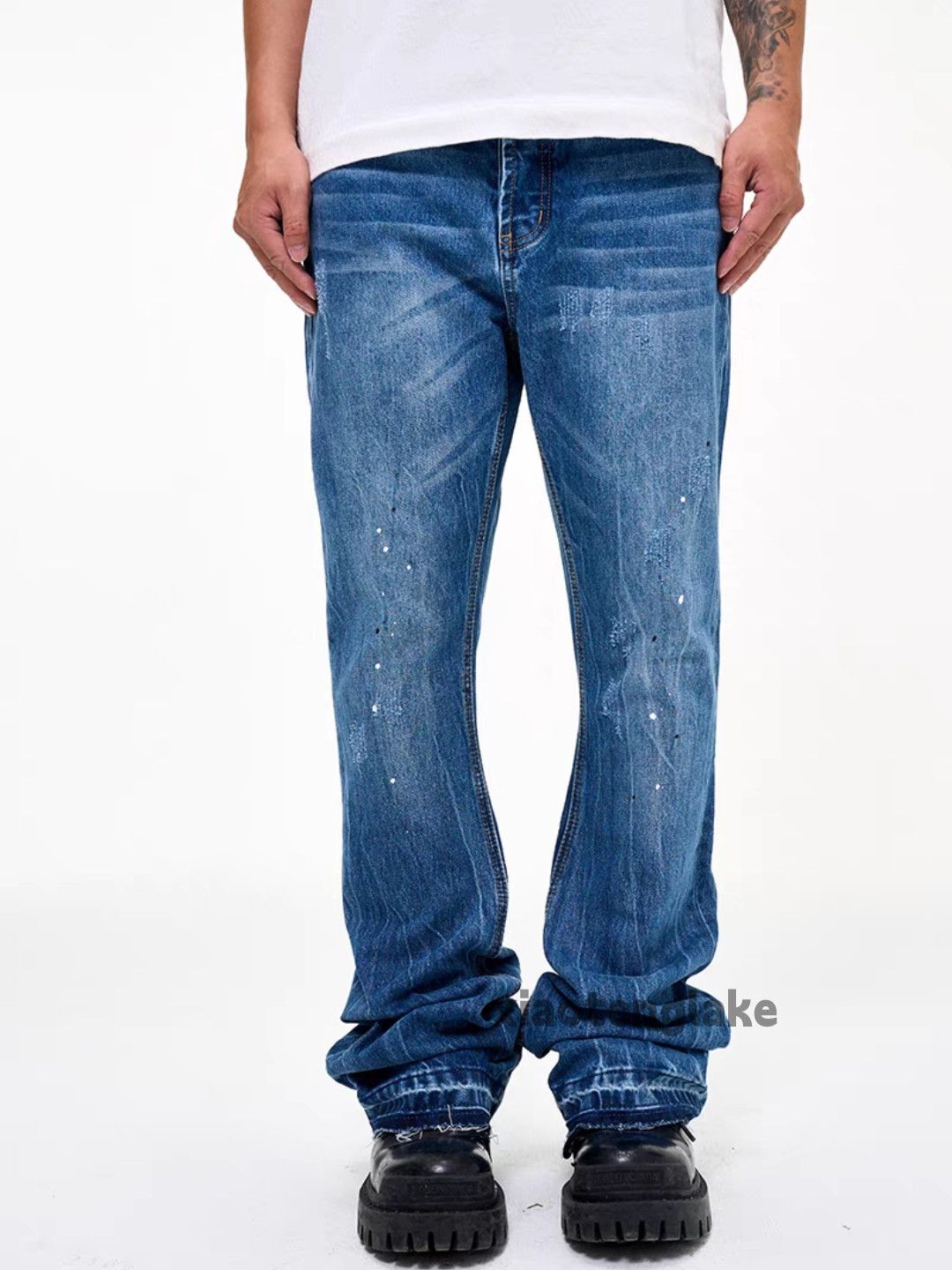 Jean × Vintage washed faded utility punk hiphop stain bootcut jeans Size US 36 / EU 52 - 3 Thumbnail