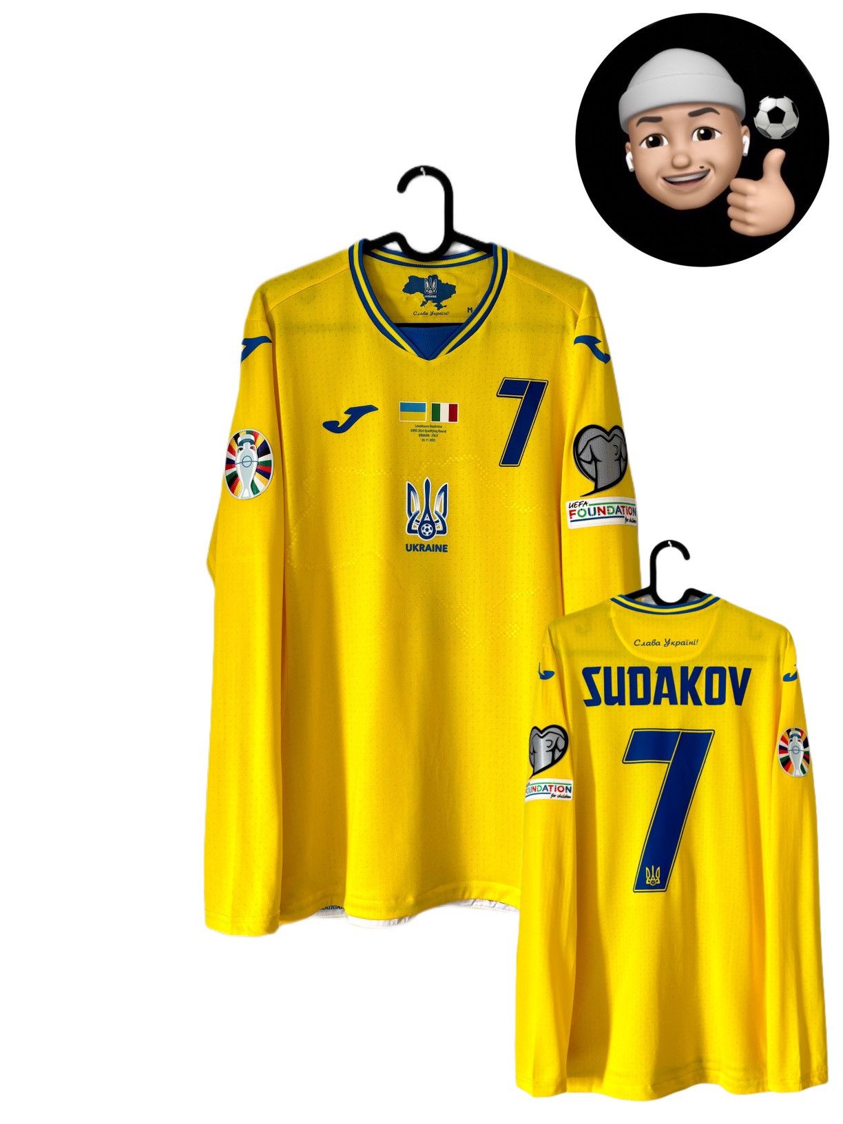 Joma 2023 2024 GAME ISSUE Ukraine National Sudakov Soccer Jersey Size US M / EU 48-50 / 2 - 1 Thumbnail