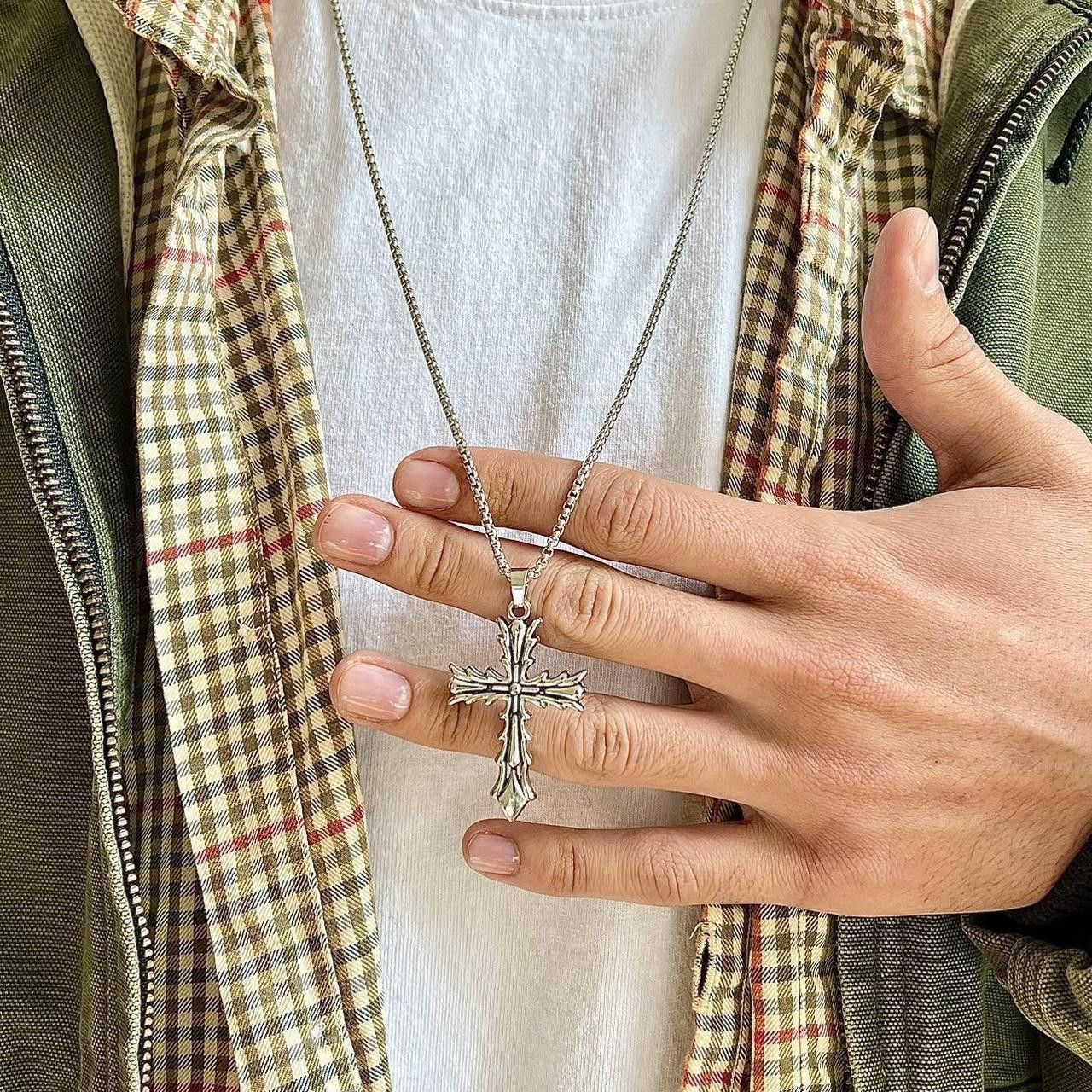 Japanese Brand gothic grunge silver cross pendant necklace Size ONE SIZE - 2 Thumbnail