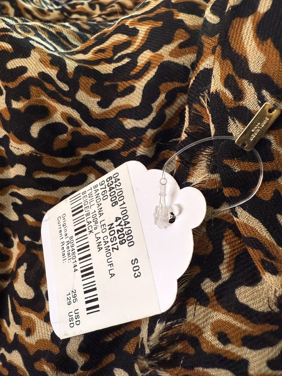 Saint Laurent Paris Leopard Print Saint Laurent Twill Wool Bandana Scarf Size ONE SIZE - 7 Thumbnail