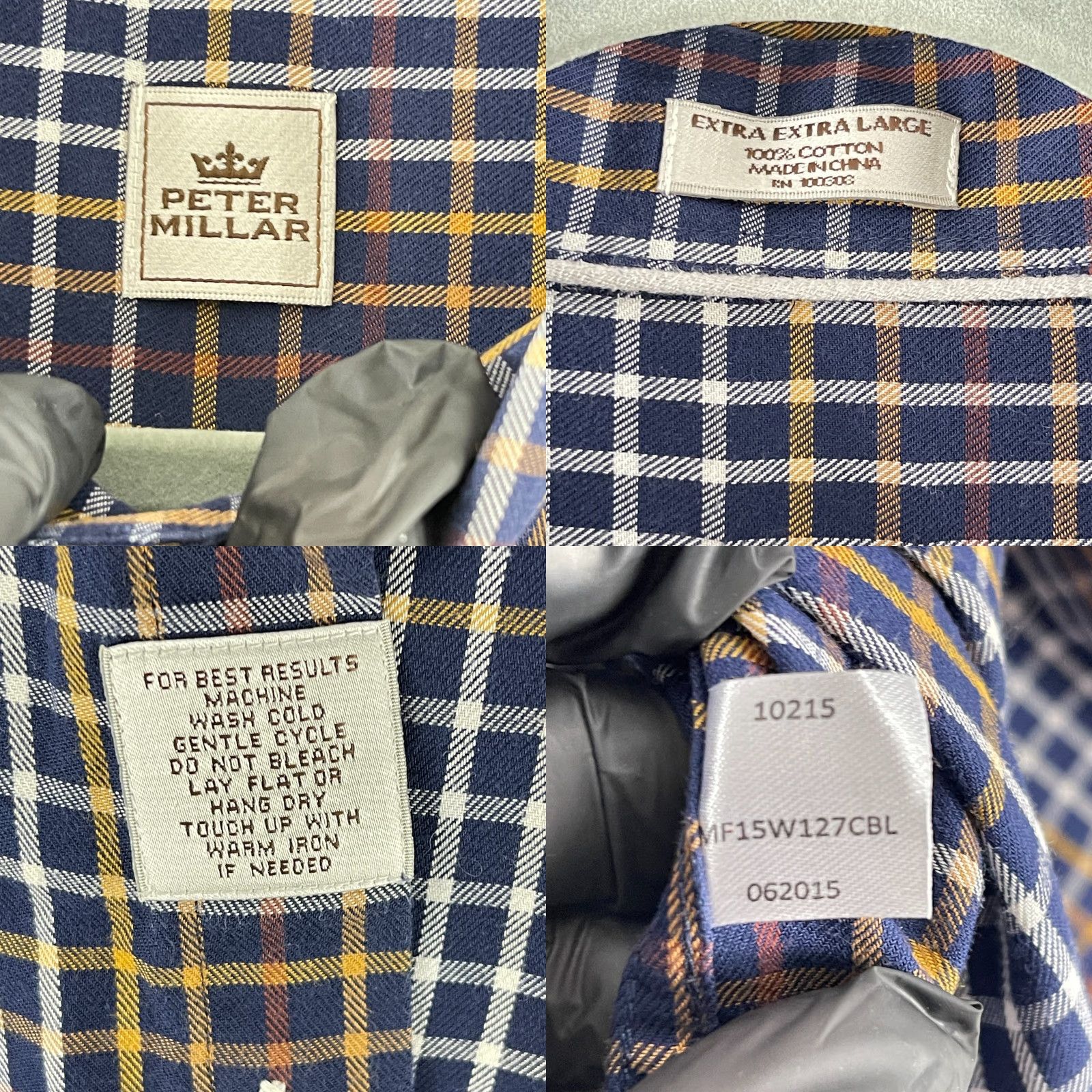 Peter Millar Peter Millar Button-Down Dress Shirt Mens Size XXL Blue Plaid Long Sleeve Cotton Size 48R - 8 Thumbnail