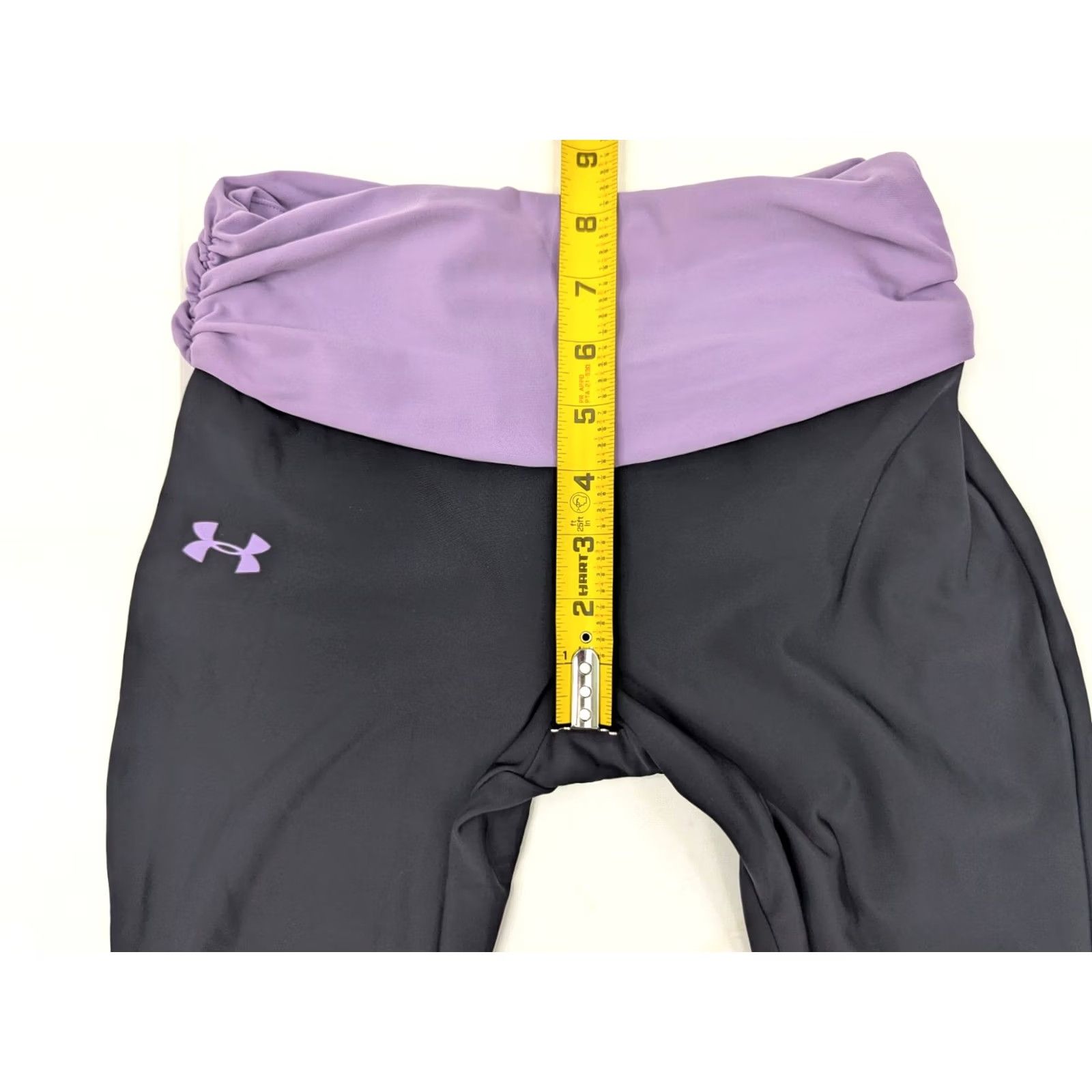 Under Armour Under Armour HeatGear Leggings Women S Petite Black Compression Woven Bow Waist Size 28" / US 6 / IT 42 - 5 Thumbnail