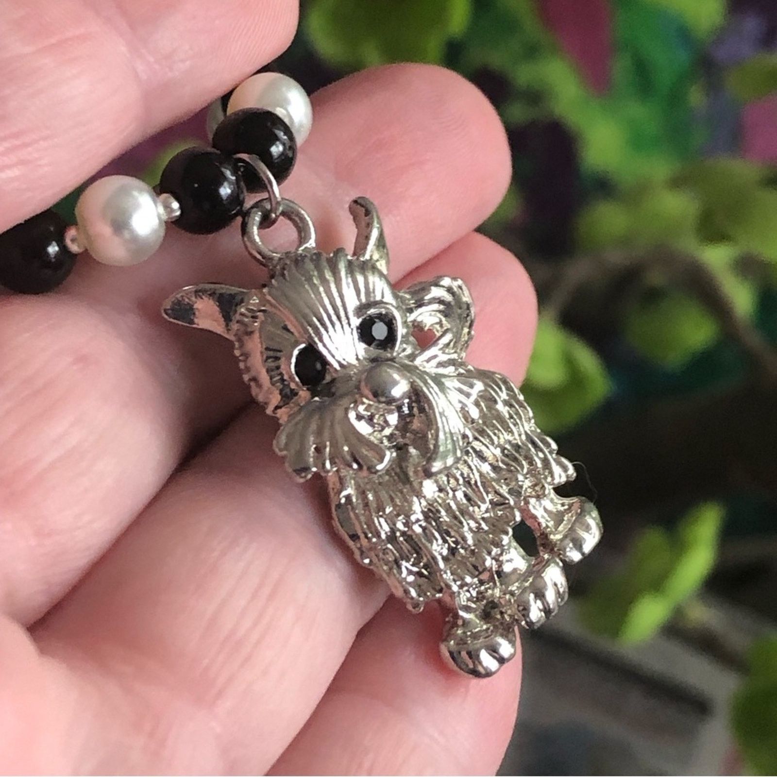 Handmade Handcrafted repurpose scotty dog pendant Pearl necklace Size ONE SIZE - 10 Thumbnail