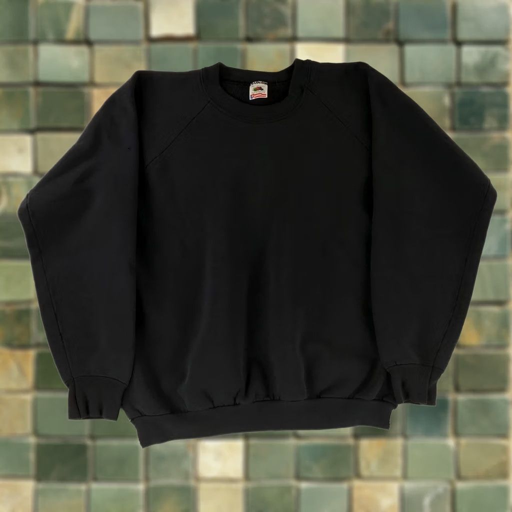 Fruit Of The Loom VINTAGE Fruit of the Loom Sweatshirt Men XL Black Cut Waist USA Blank 90s Size US XL / EU 56 / 4 - 1 Thumbnail
