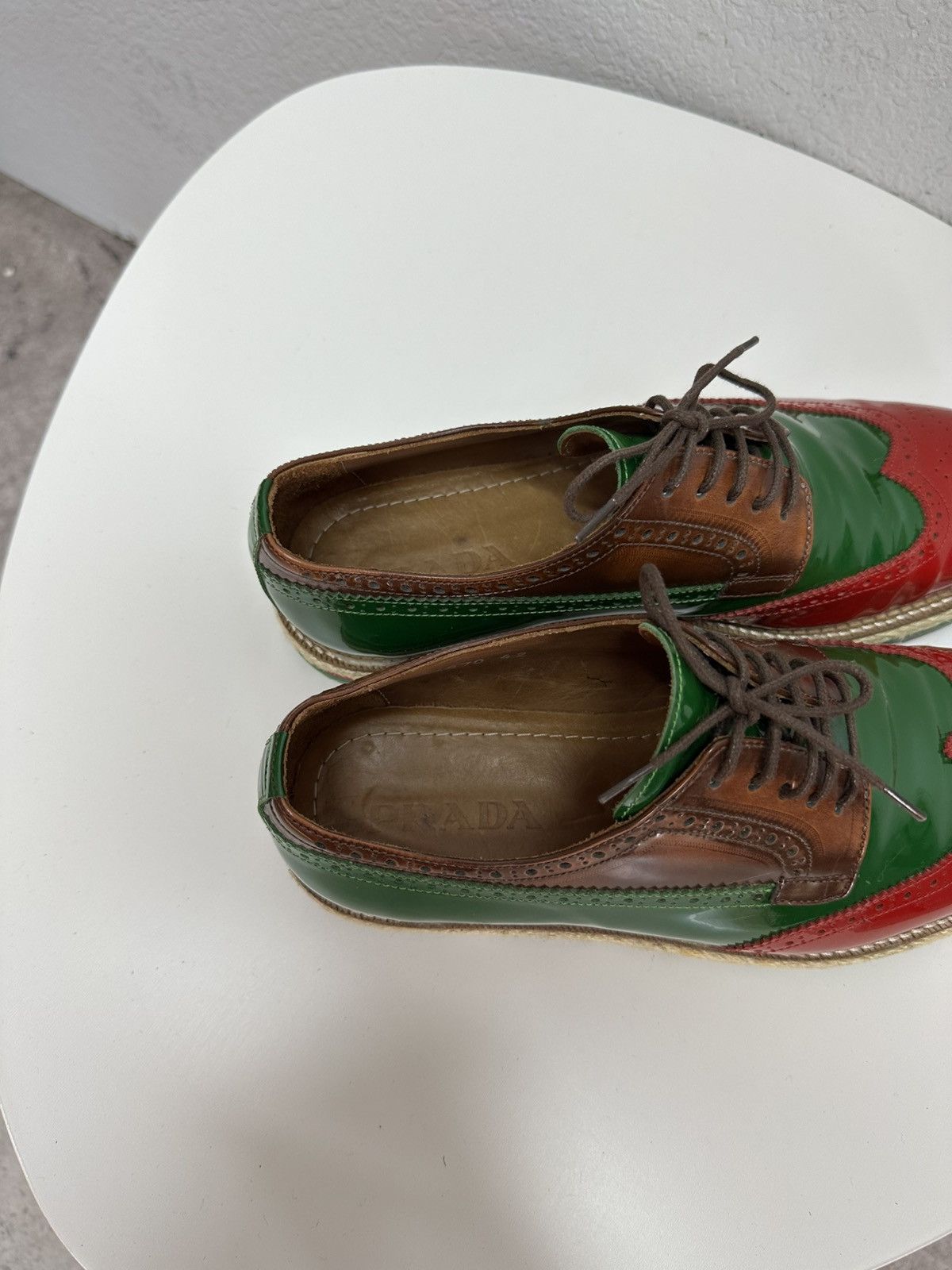 Prada PRADA Men’s Tri Color Brogue Patent Leather Derby Shoes Size US 9 / EU 42 - 10 Thumbnail