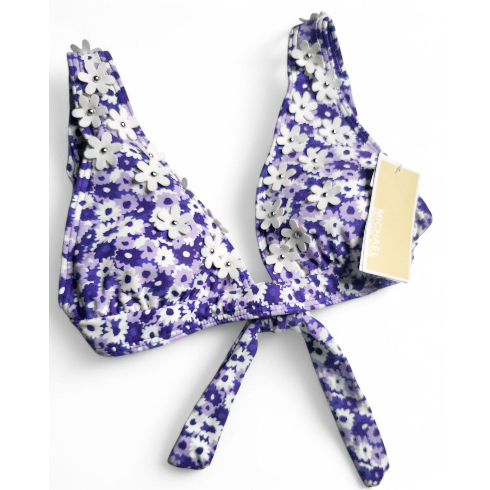 Michael Kors NWT MICHAEL KORS Floral Embellished Bikini Tie Top Womens SM Size ONE SIZE - 1 Thumbnail