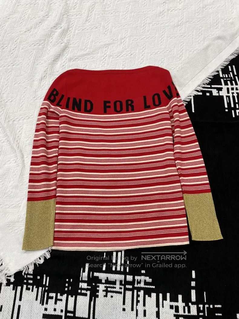 Gucci Gucci Red and white striped gold-coloured letter knitting Size M / US 6-8 / IT 42-44 - 2 Thumbnail