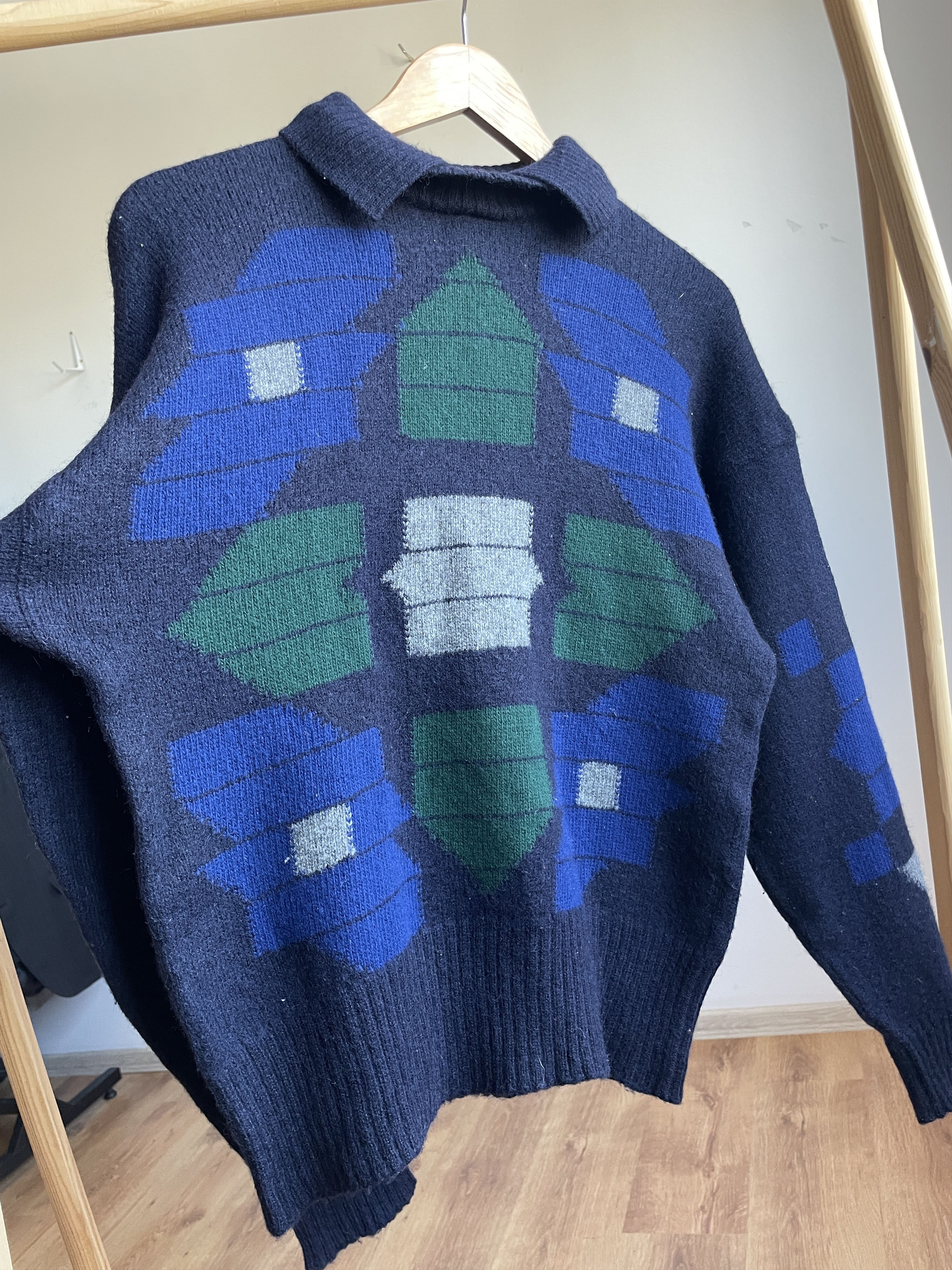 Gianni Versace Vintage 80's Geometrical Collared Sweater