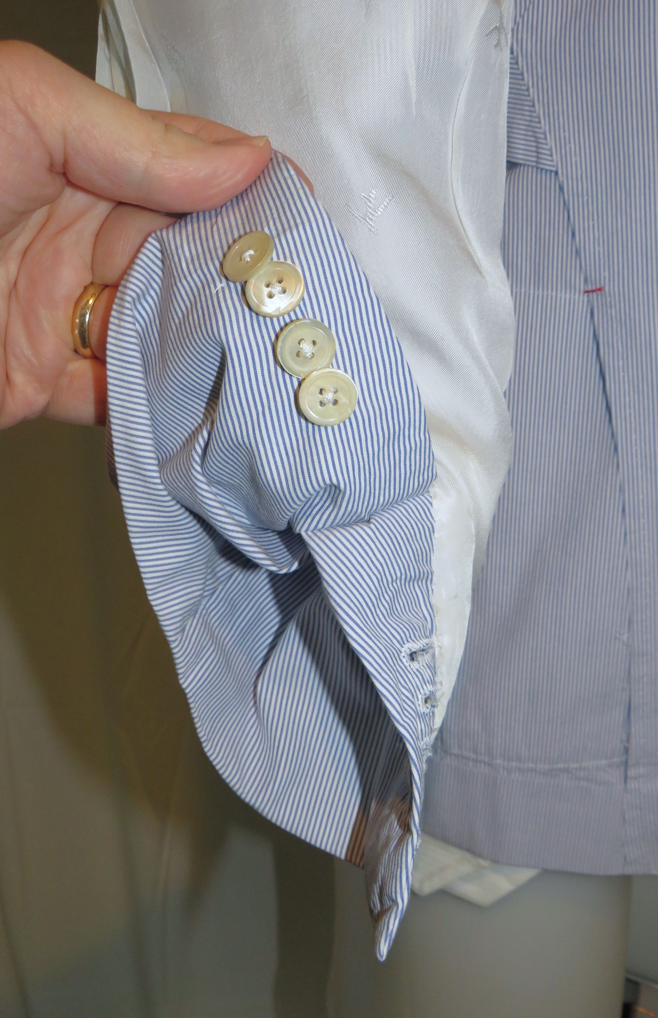 Isaia Sailor Seersucker Blue Stripe Current Three/Two Blazer 42R Size 42R - 10 Thumbnail