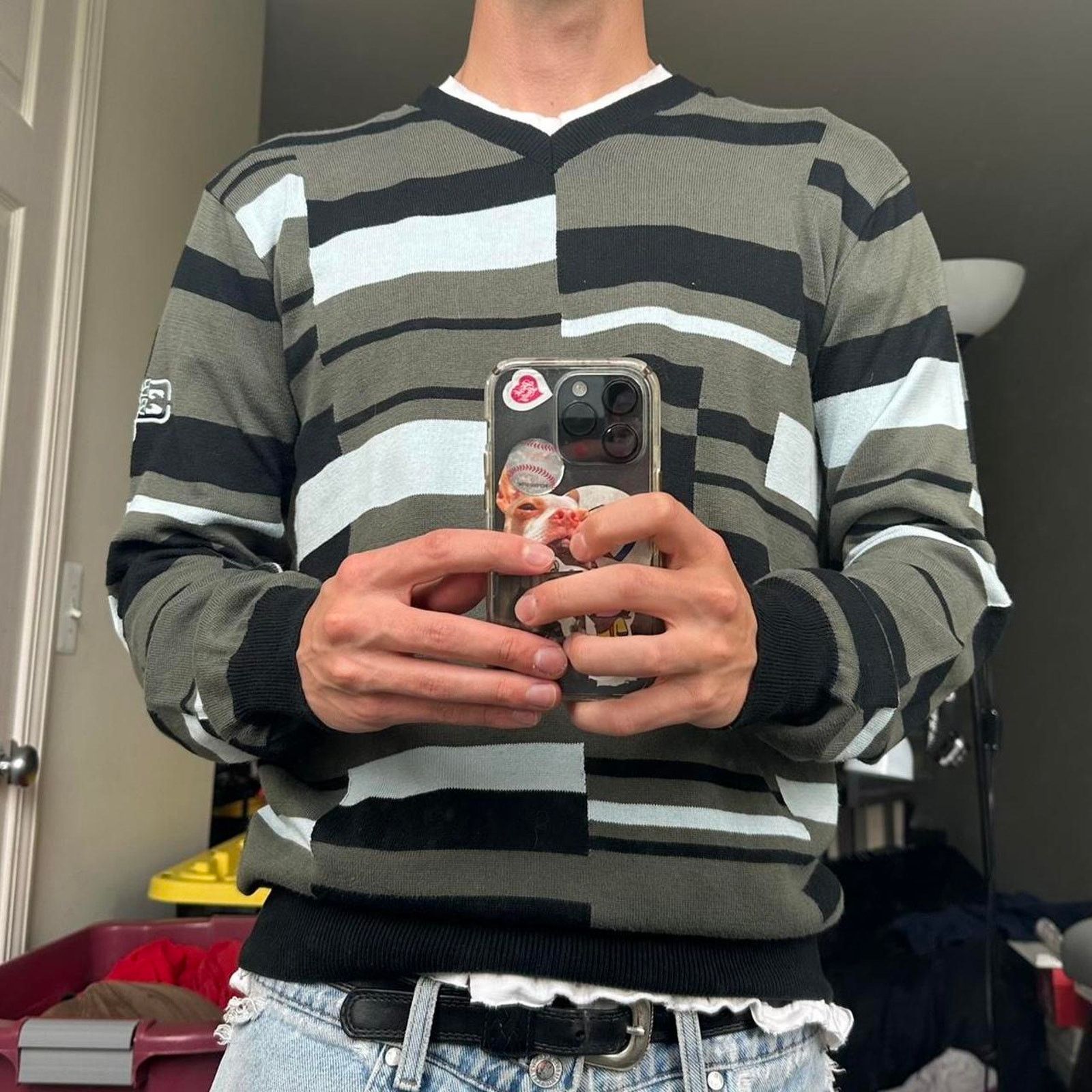 Billabong × Vintage Vintage Y2K Billabong Striped Pattern Green VNeck Sweater Size US S / EU 44-46 / 1 - 2 Thumbnail