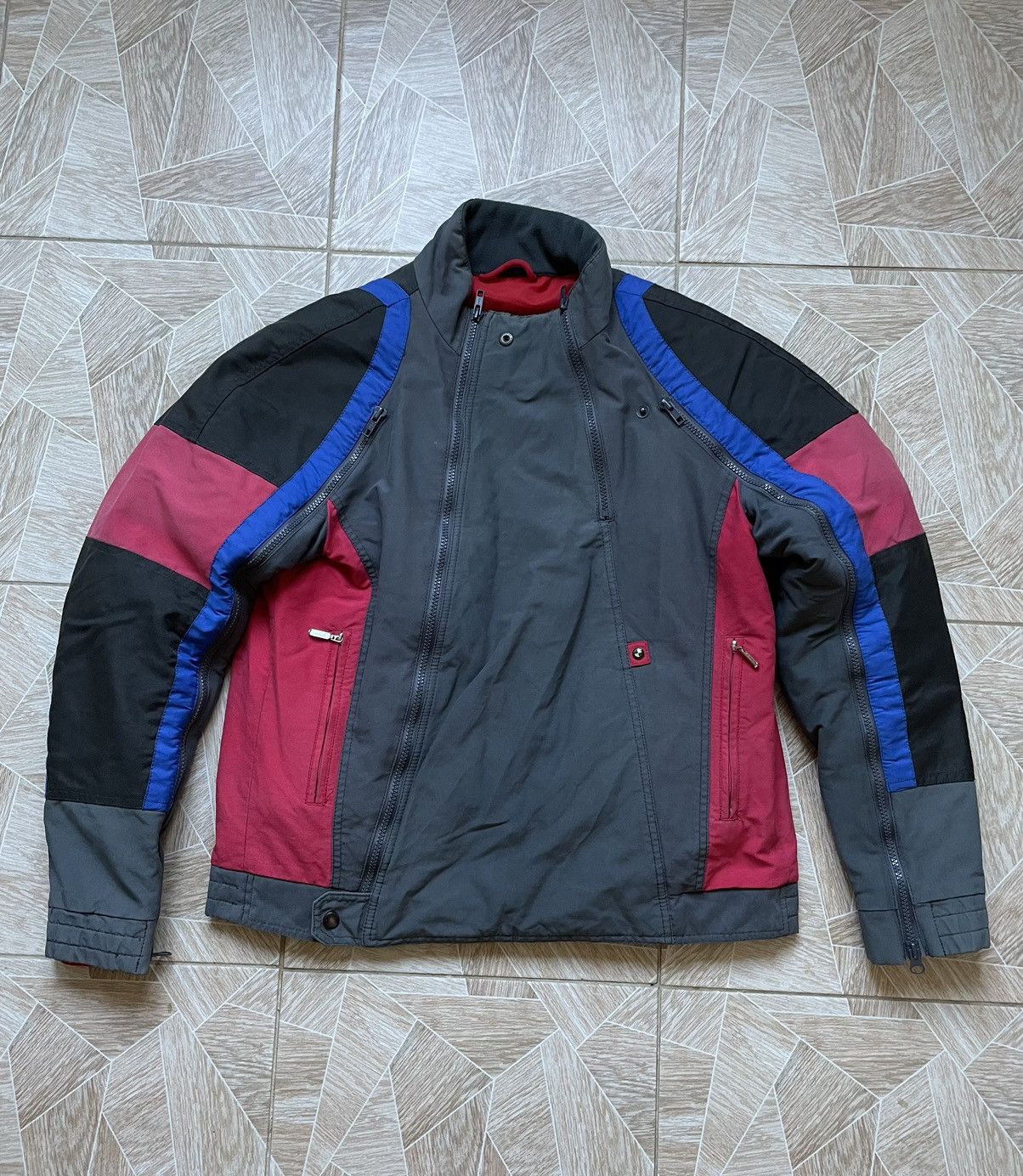 image of Retro Opti 80's Bmw Vintage Goretex Biker Protection Jacket in Red/Blue/Gray, Men's (Size Medium)