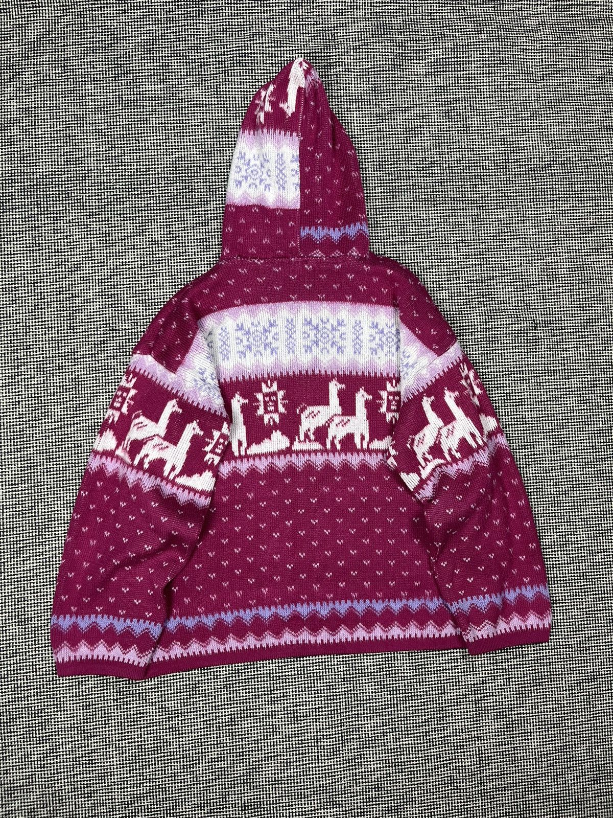 Vintage Vintage 90s alpaca pink knit zip hoodie sweater Ecuador Size US M / EU 48-50 / 2 - 3 Thumbnail