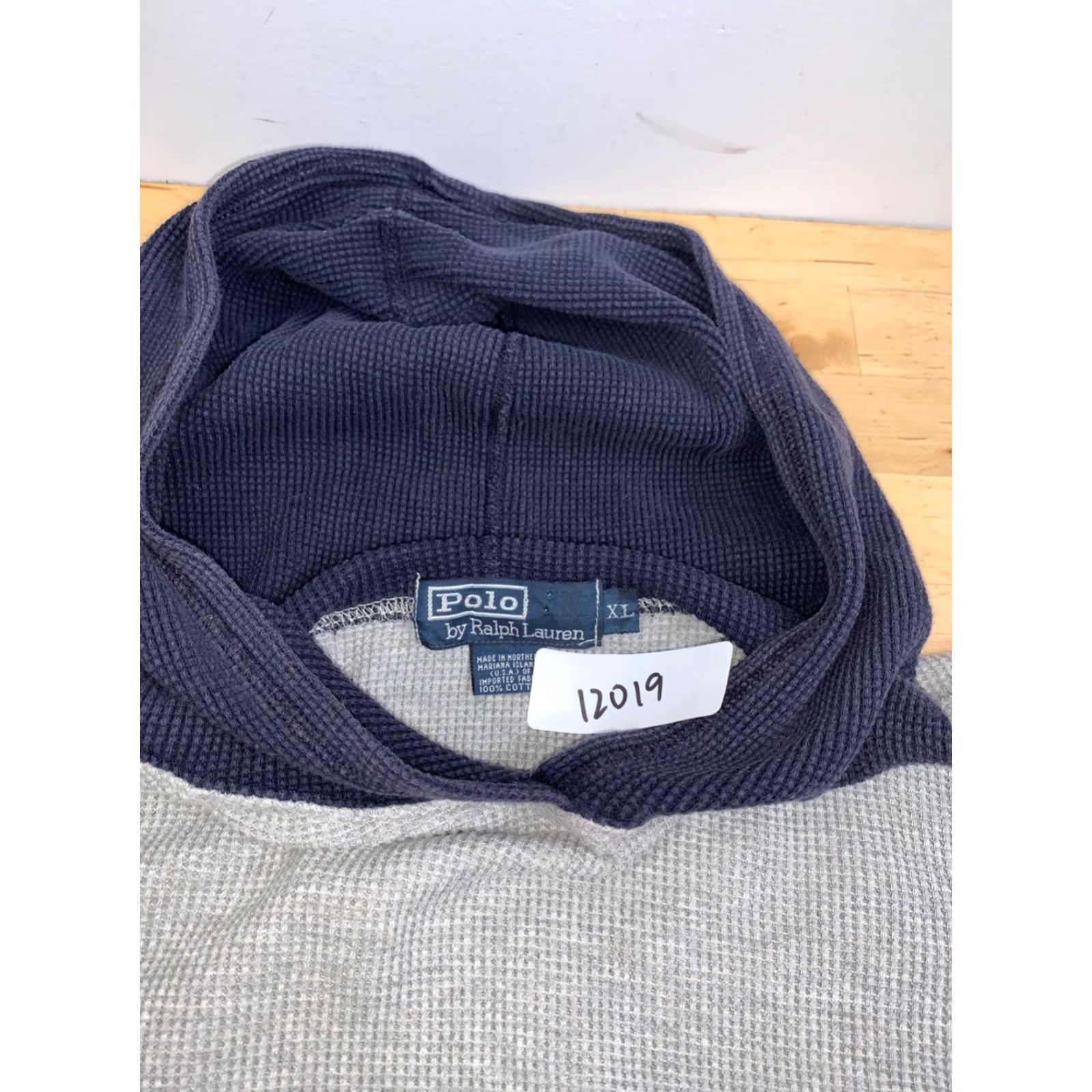 Polo Ralph Lauren VINTAGE Polo Ralph Lauren Hoodie Mens XL Waffle Knit Pullover Thermal 12019 Gray Cotton Knit Crew Neck Size US XL / EU 56 / 4 - 2 Thumbnail