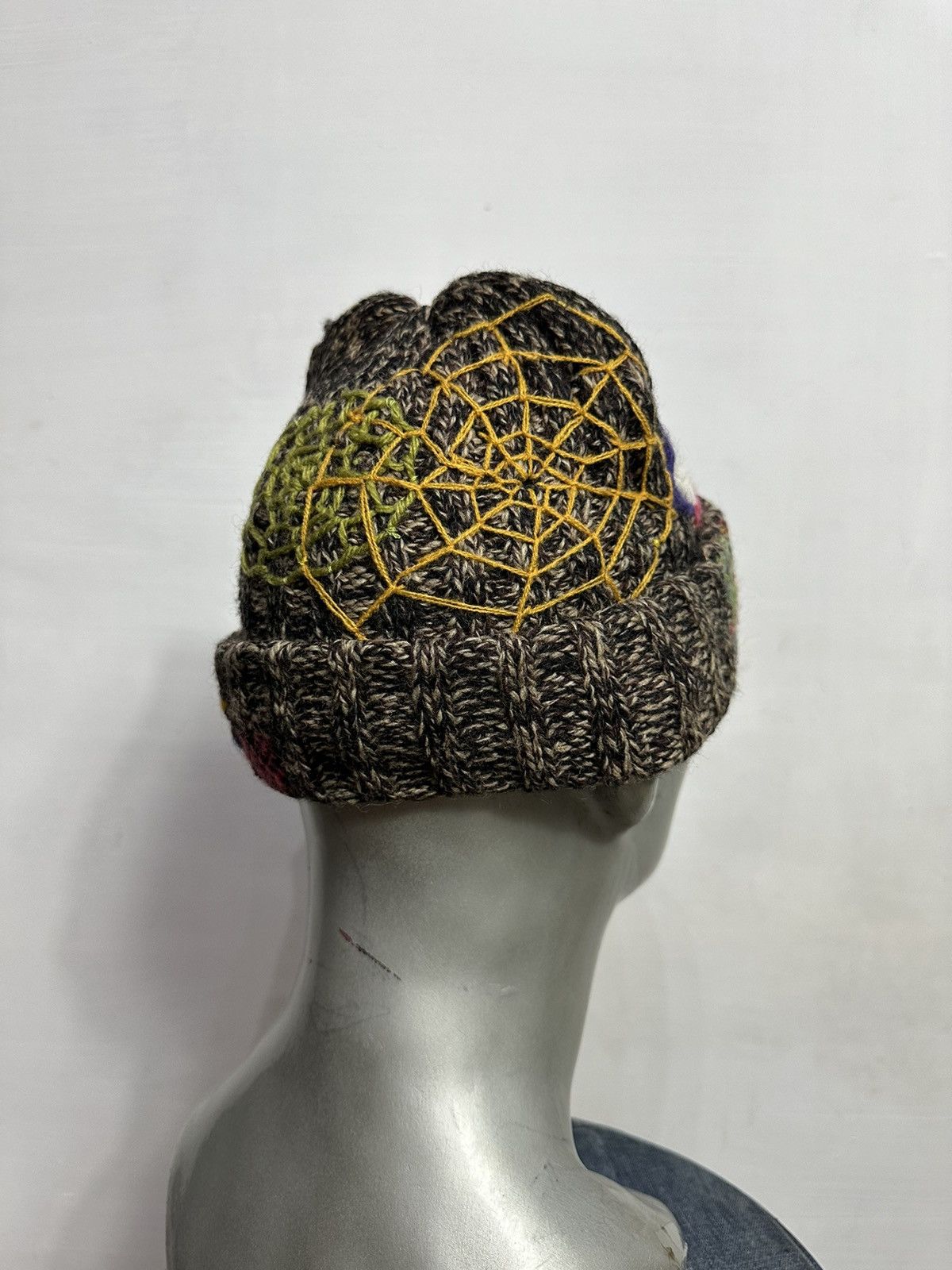 Handmade Custom Nice Design Art Knitted Eye Spiderweb Beanie Hats Size ONE SIZE - 5 Thumbnail