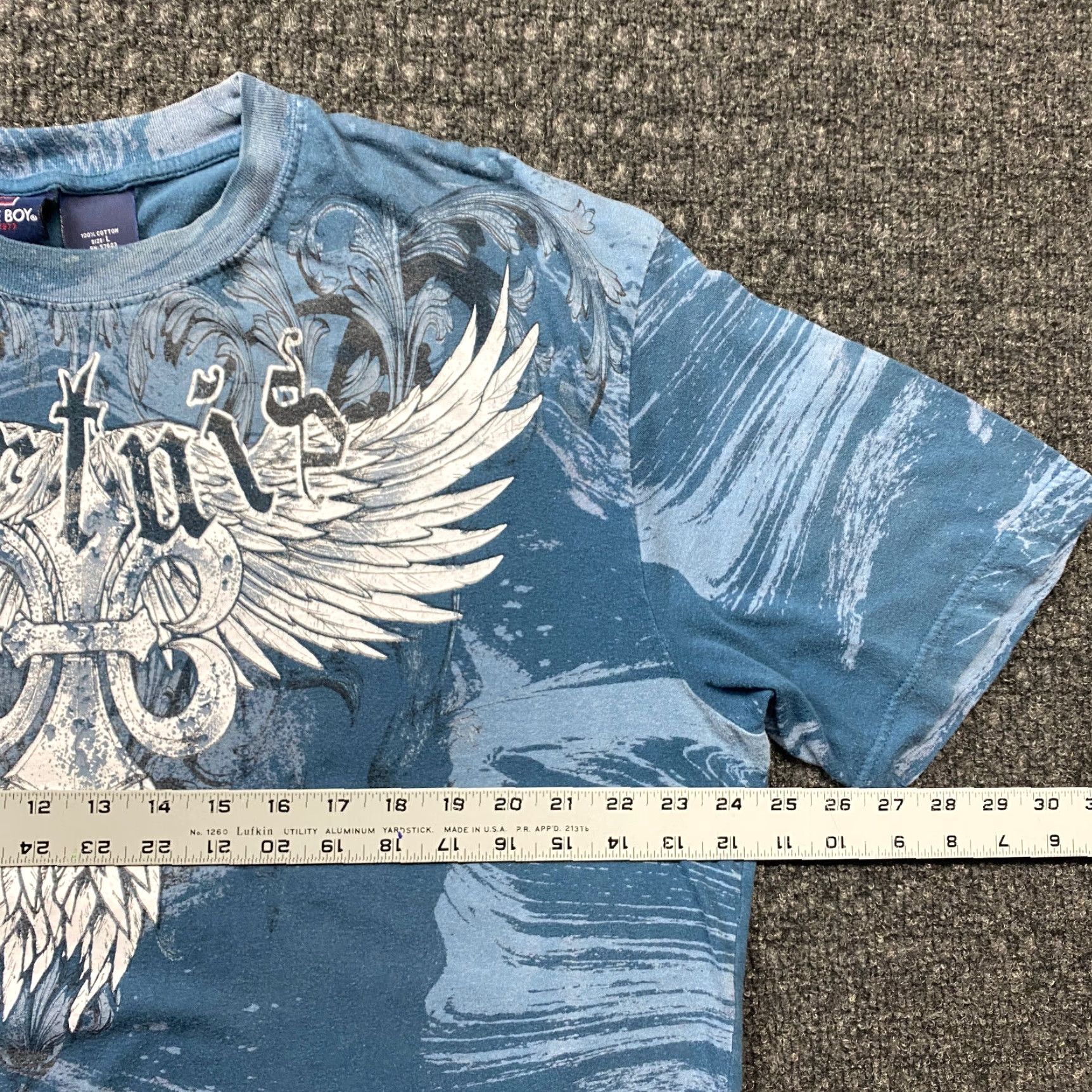 Bugle Boy VINTAGE Bugle Boy T Shirt Blue L Mens Graphic Print Wings MMA Gothic Grunge Retro USA 90s Size US L / EU 52-54 / 3 - 5 Thumbnail