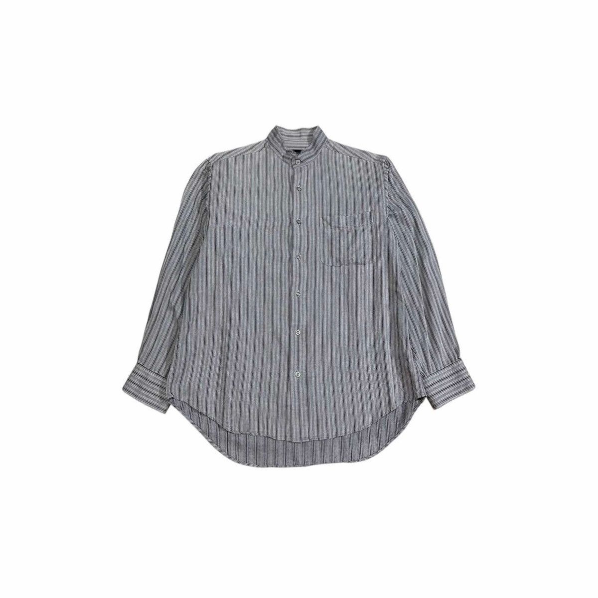 Japanese Brand × Kansai Yamamoto × Yohji Yamamoto 🔥Rare Vintage Kansai Yamamoto Striped Shirt Mandarin Collar Size US L / EU 52-54 / 3 - 1 Thumbnail