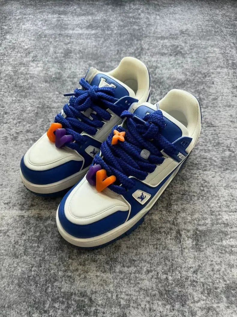 Louis Vuitton Louis Vuitton White Blue Trainer Sneakers. Size US 9 / EU 42 - 2 Thumbnail