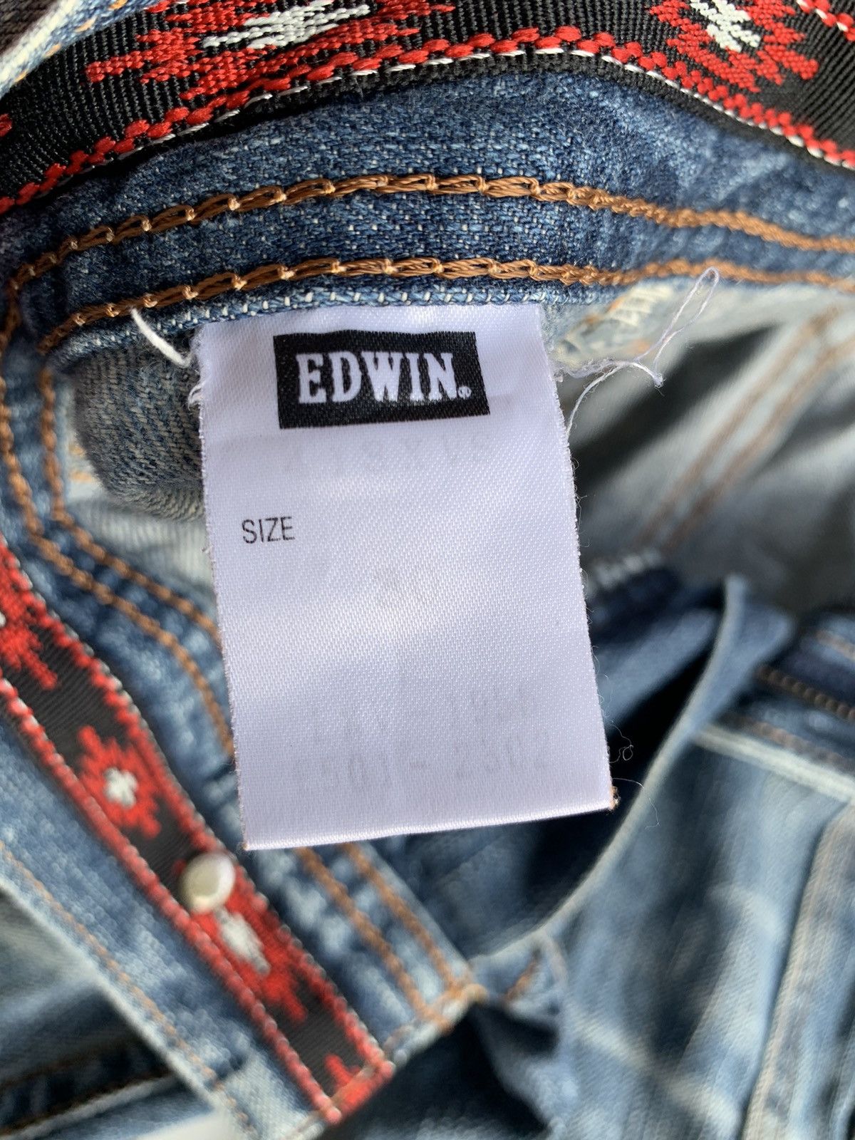 Other EDWIN XV BUSH PANTS NAVAJO STYLE FADED DISTRESSED DENIM Size US 31 - 19 Thumbnail