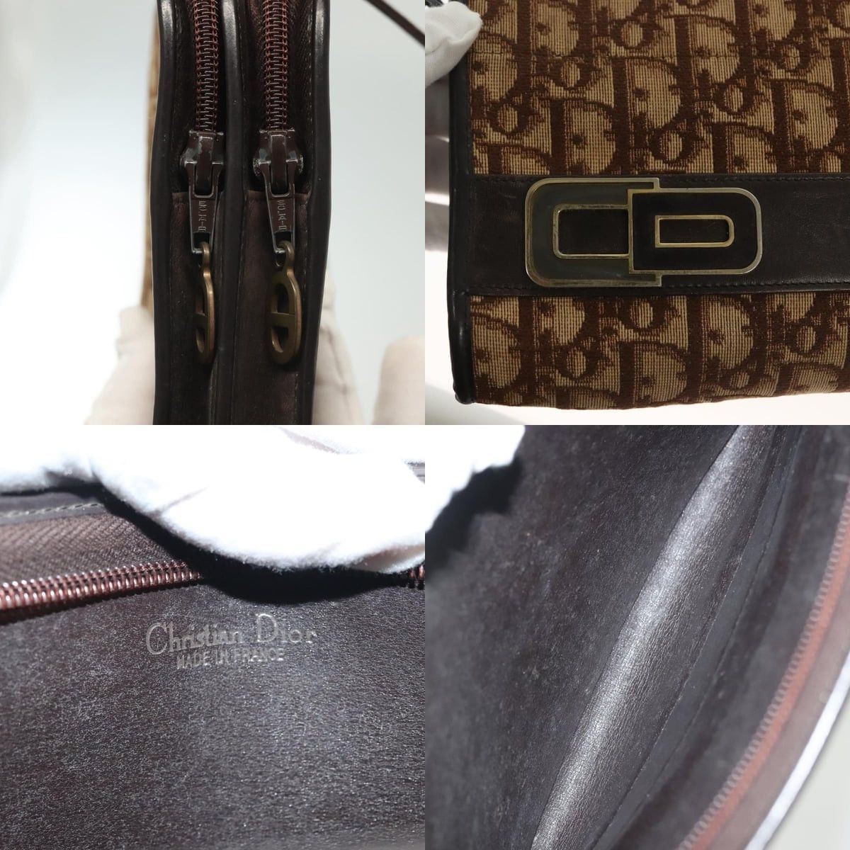 Dior DIOR Trotter Canvas Shoulder Bag Brown Gold Size ONE SIZE - 11 Thumbnail