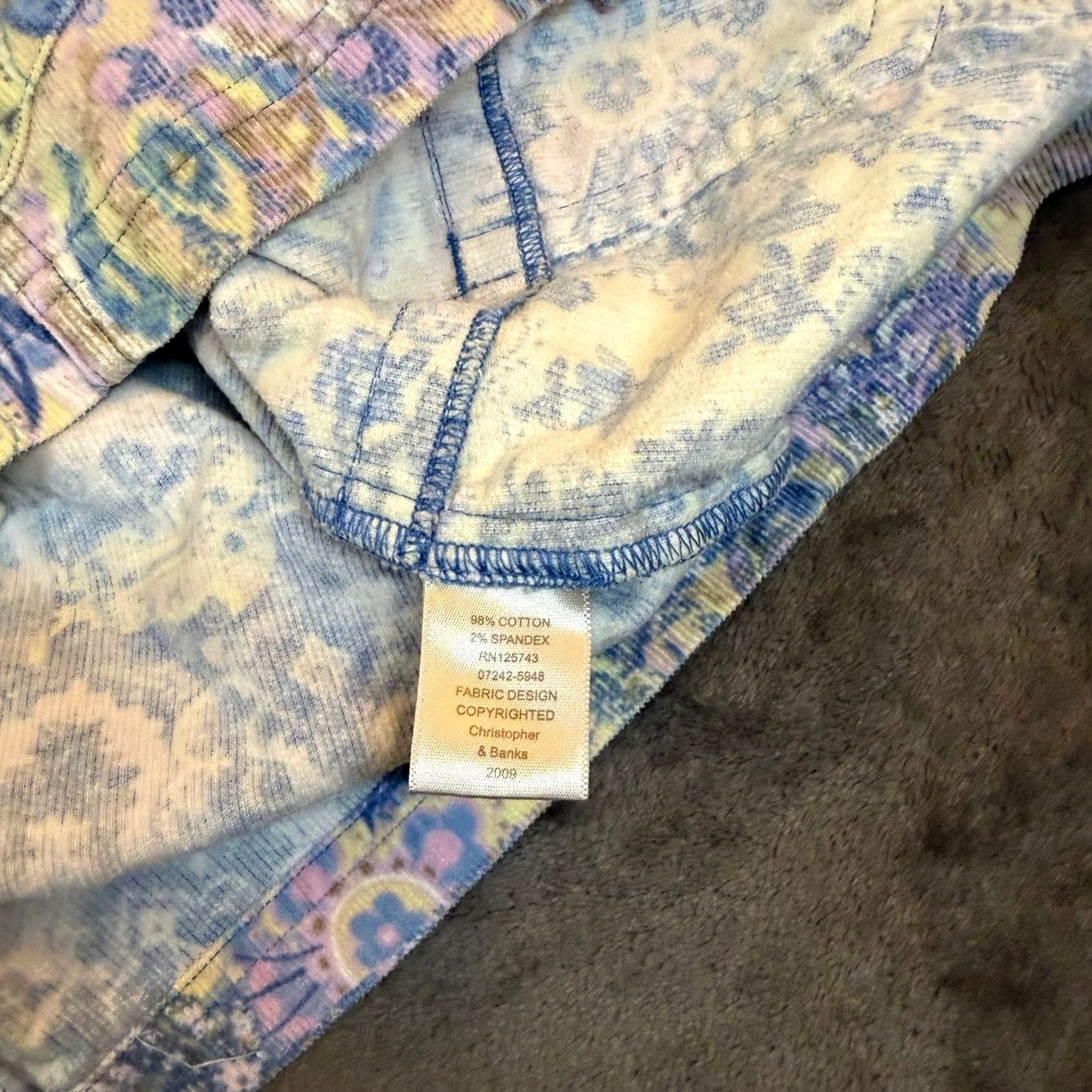 Vintage Christopher & Banks Jacket Womens Large Blue Yellow Paisley Corduroy Stretch Button Front Collared Pockets Short Length Size L / US 10 / IT 46 - 5 Thumbnail